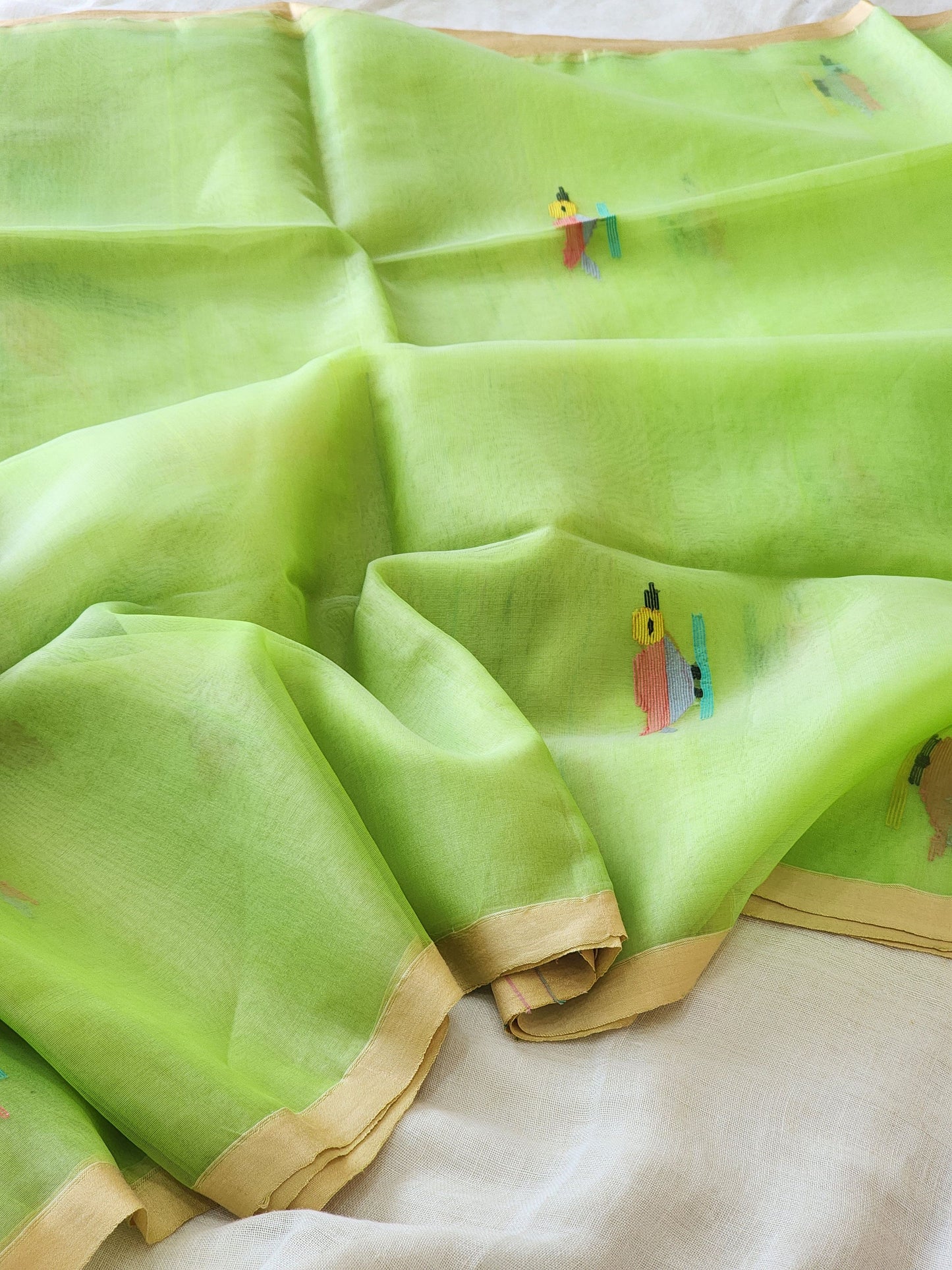 Green Muslin Jamdani Saree