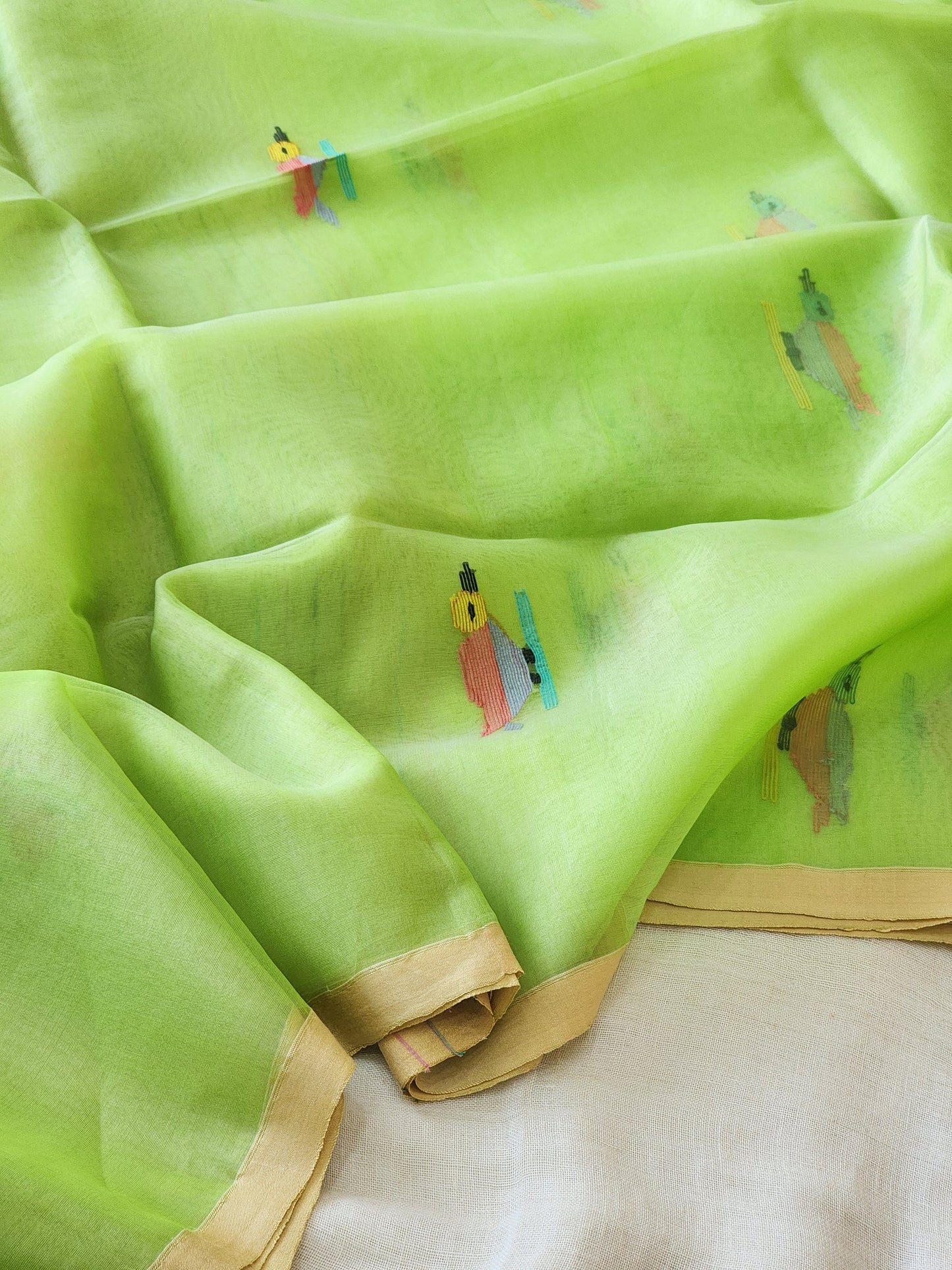 Green Muslin Jamdani Saree