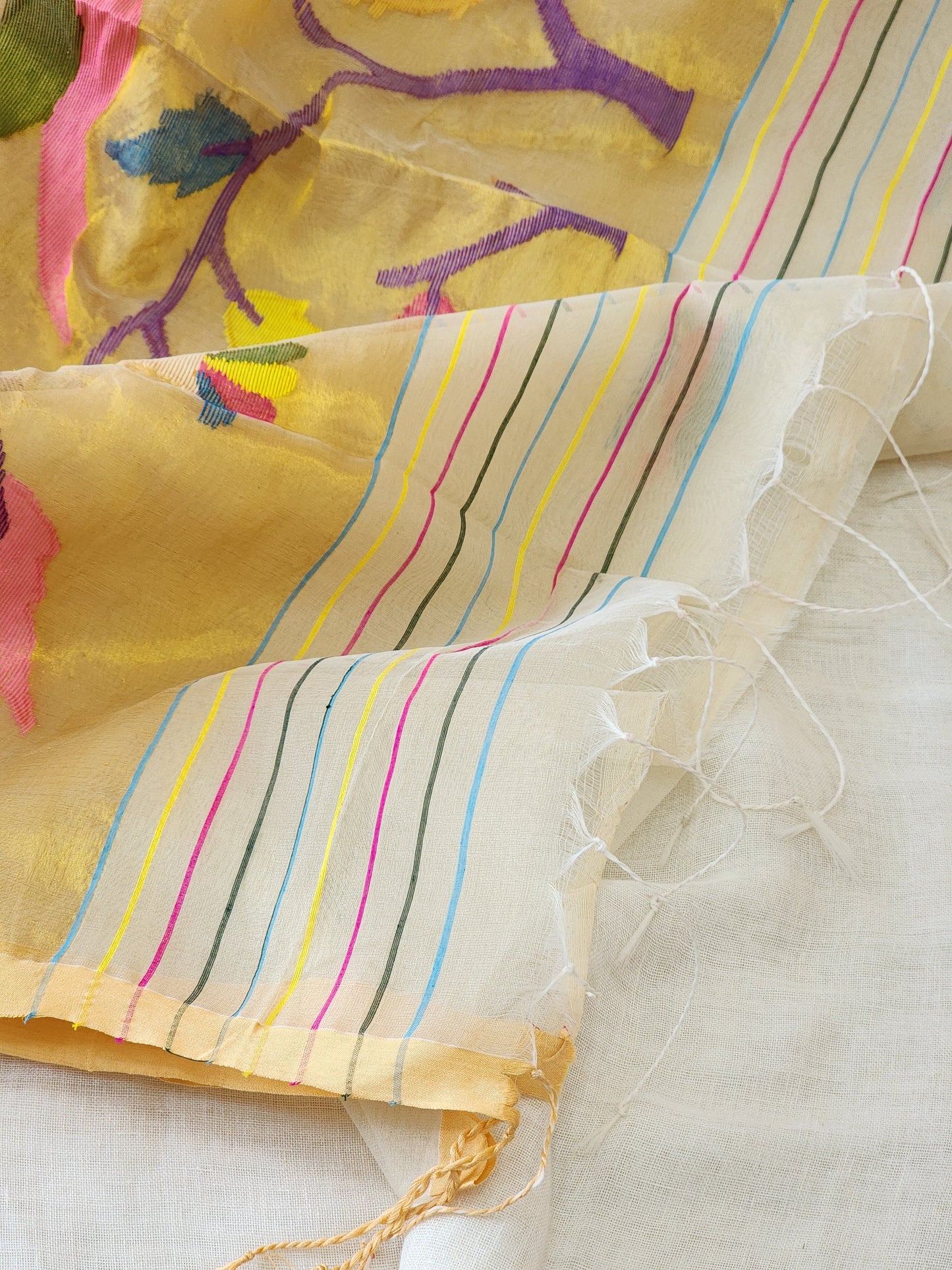 Cream Muslin Jamdani Saree
