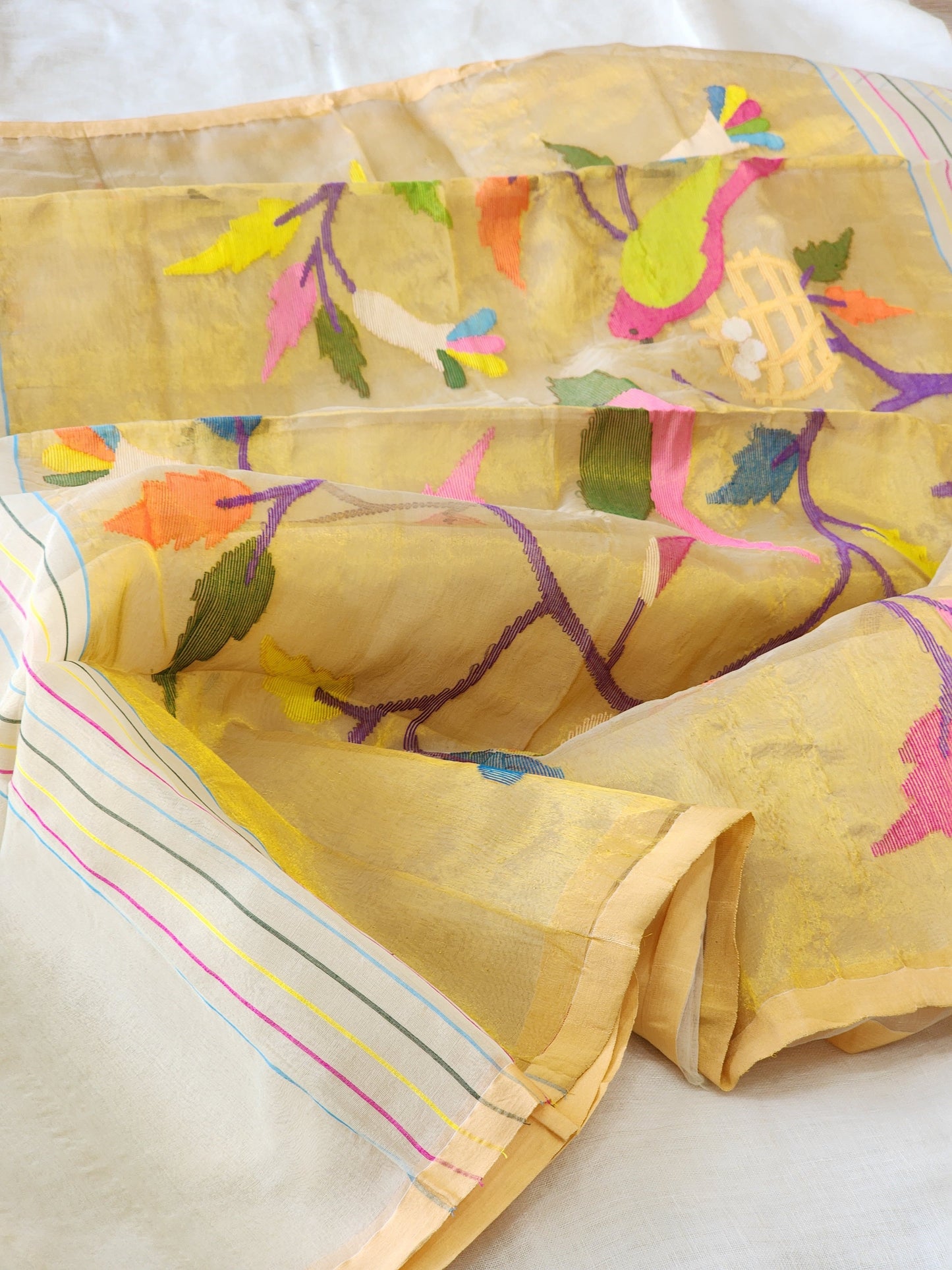 Cream Muslin Jamdani Saree