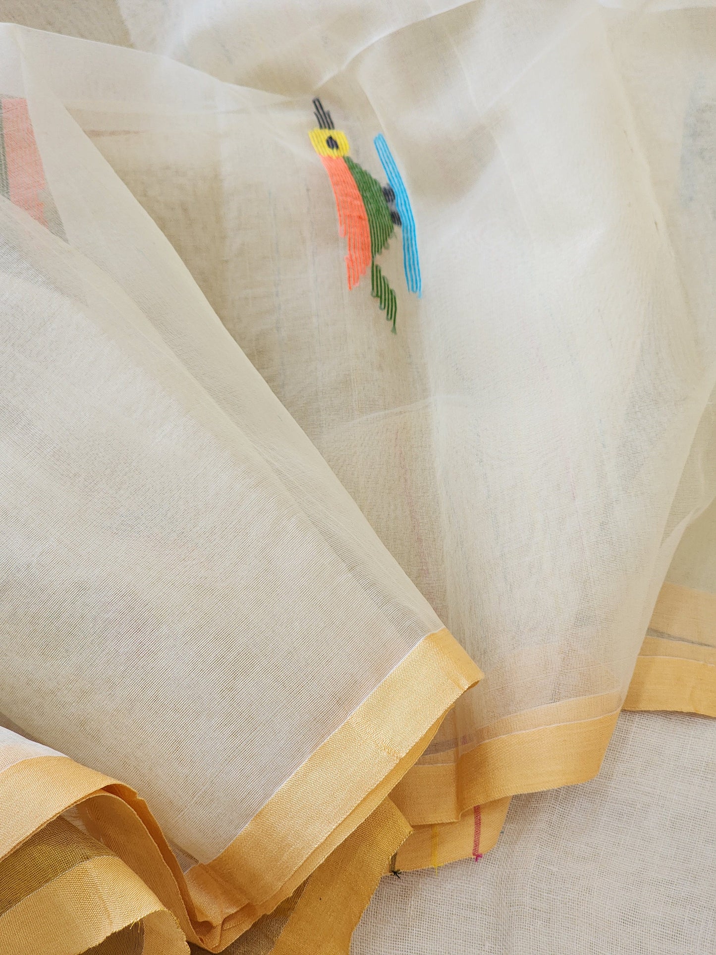 Cream Muslin Jamdani Saree
