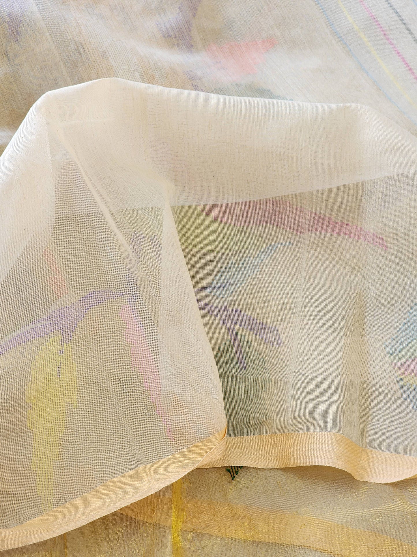 Cream Muslin Jamdani Saree
