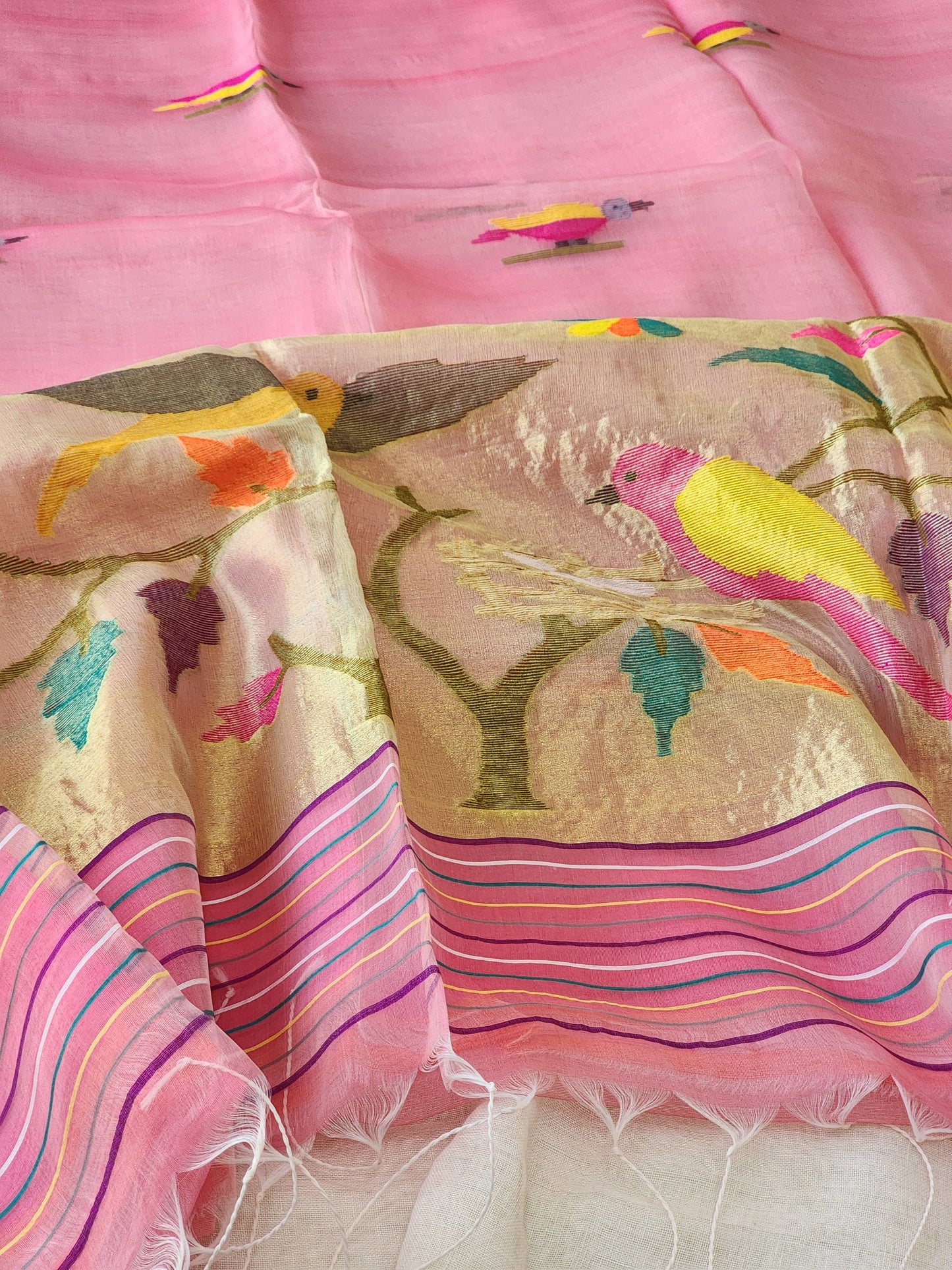 Pink Muslin Jamdani Saree