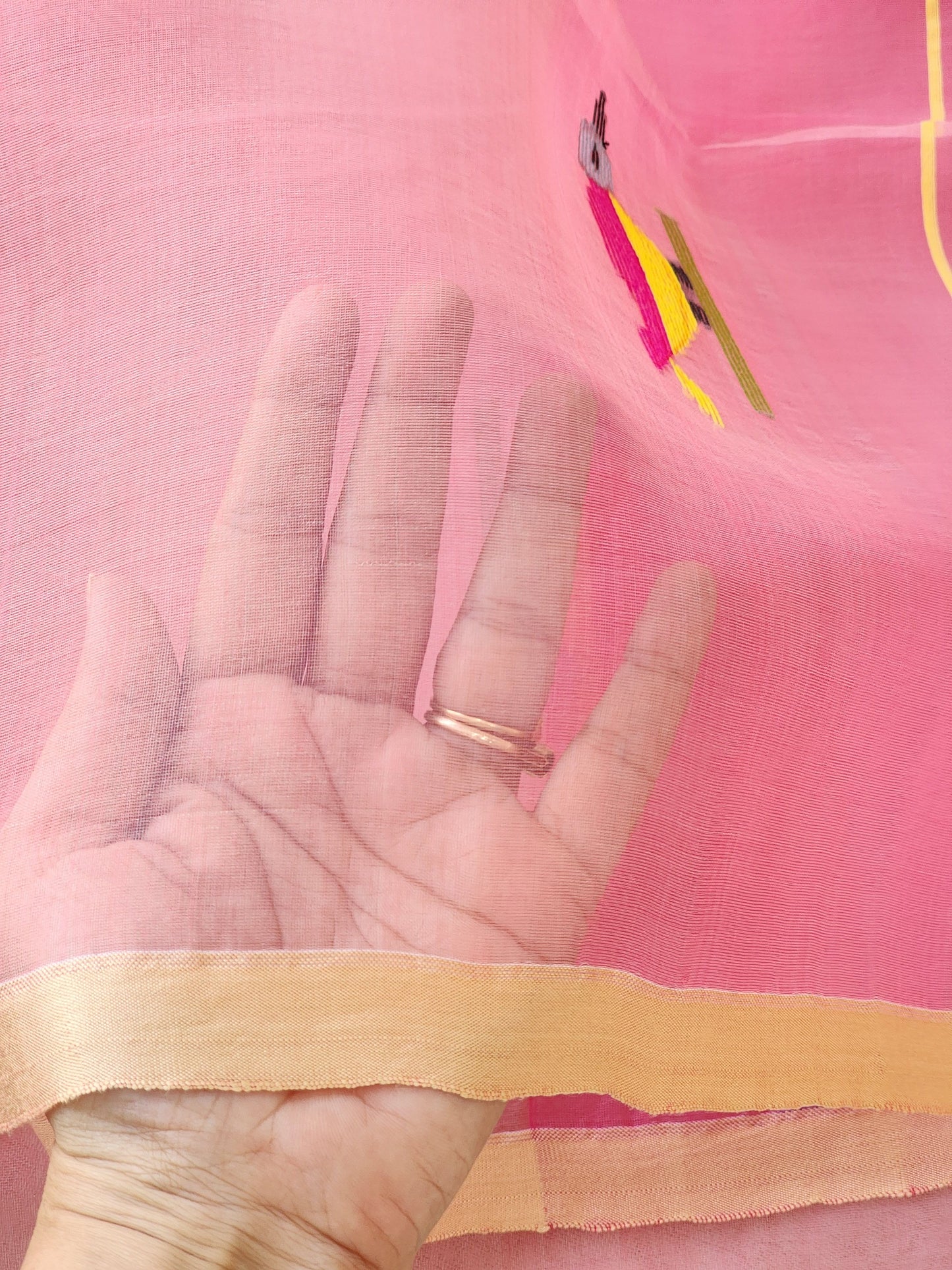 Pink Muslin Jamdani Saree