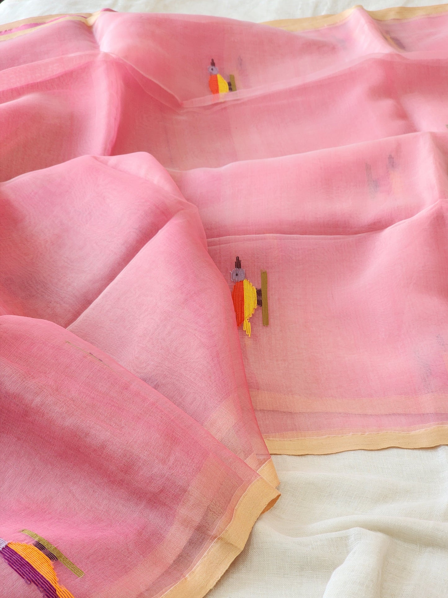 Pink Muslin Jamdani Saree