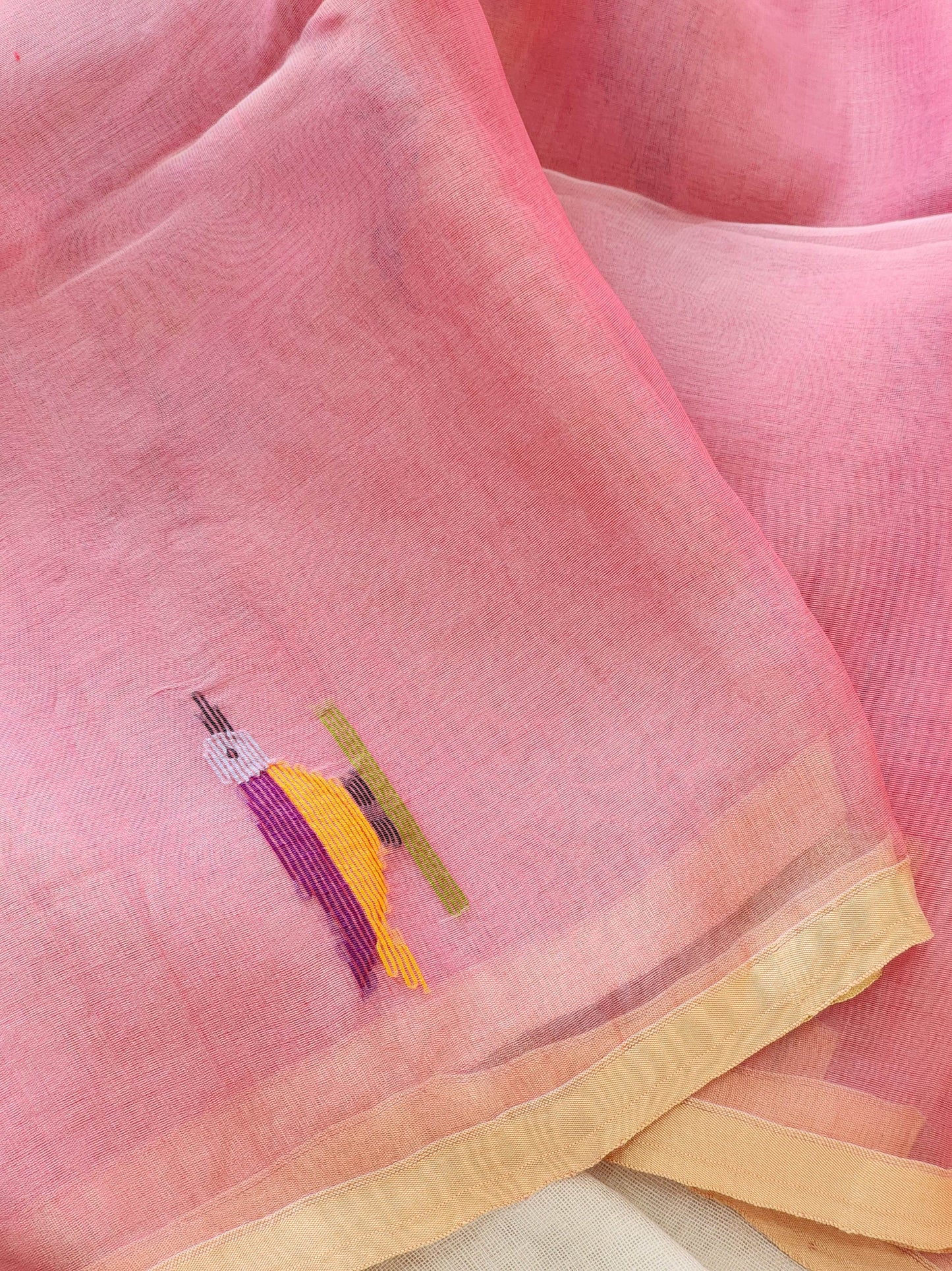 Pink Muslin Jamdani Saree