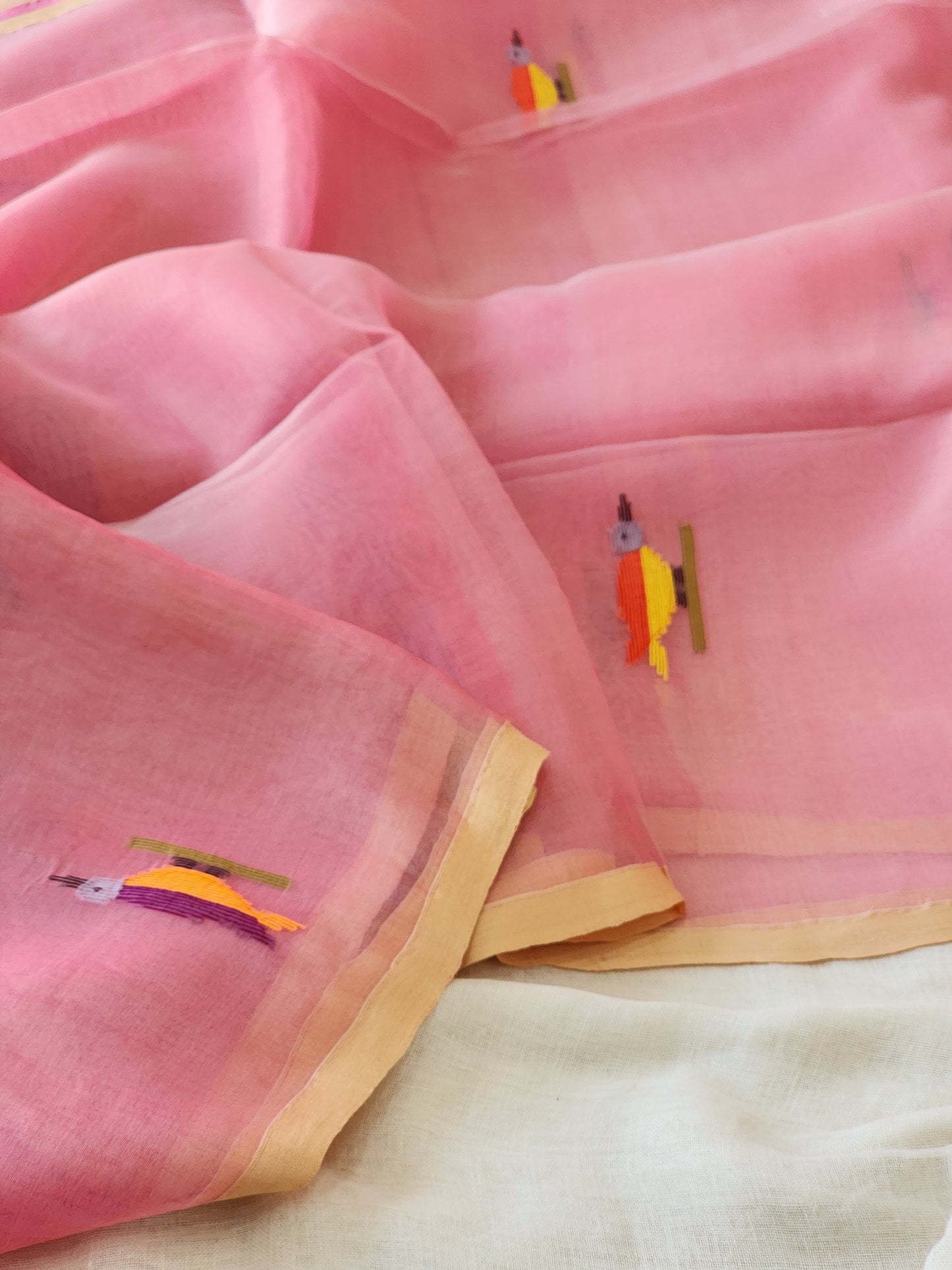 Pink Muslin Jamdani Saree