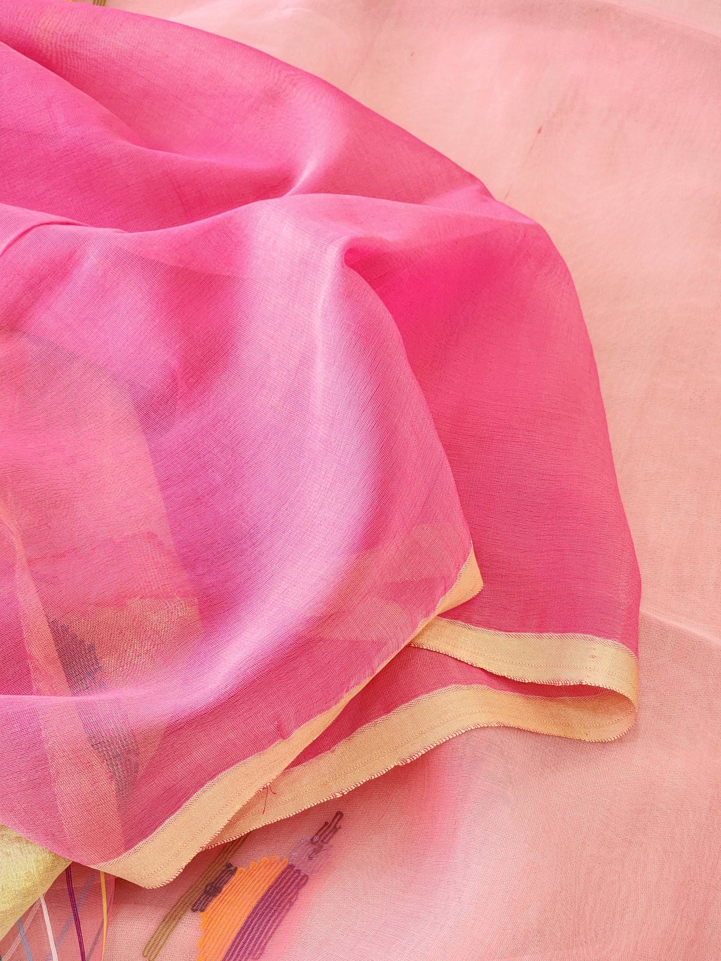 Pink Muslin Jamdani Saree