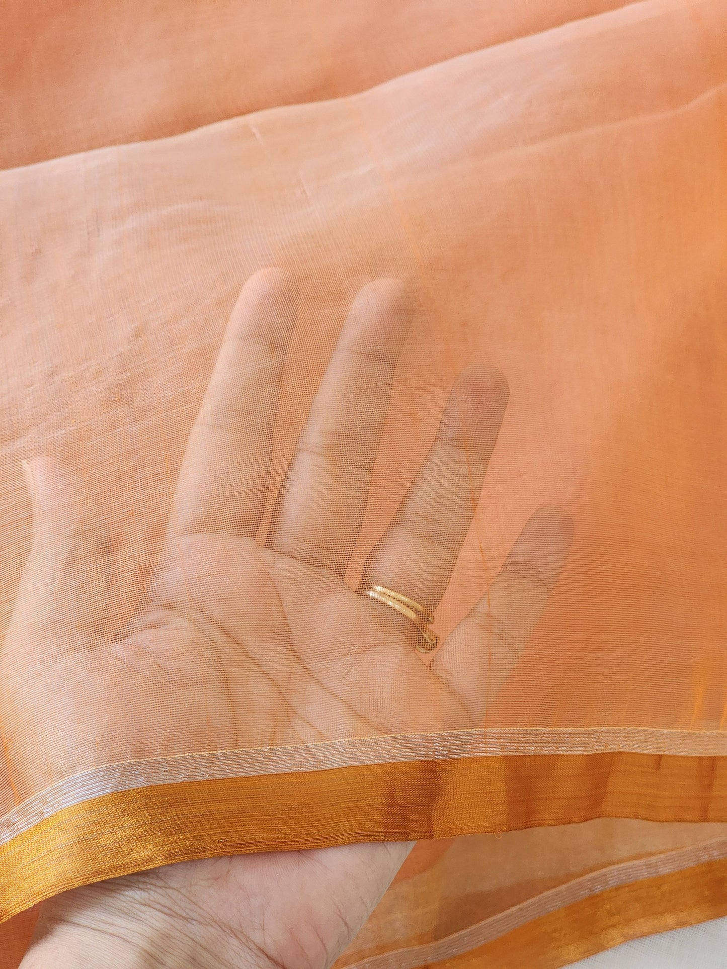 Peach Muslin Jamdani Saree