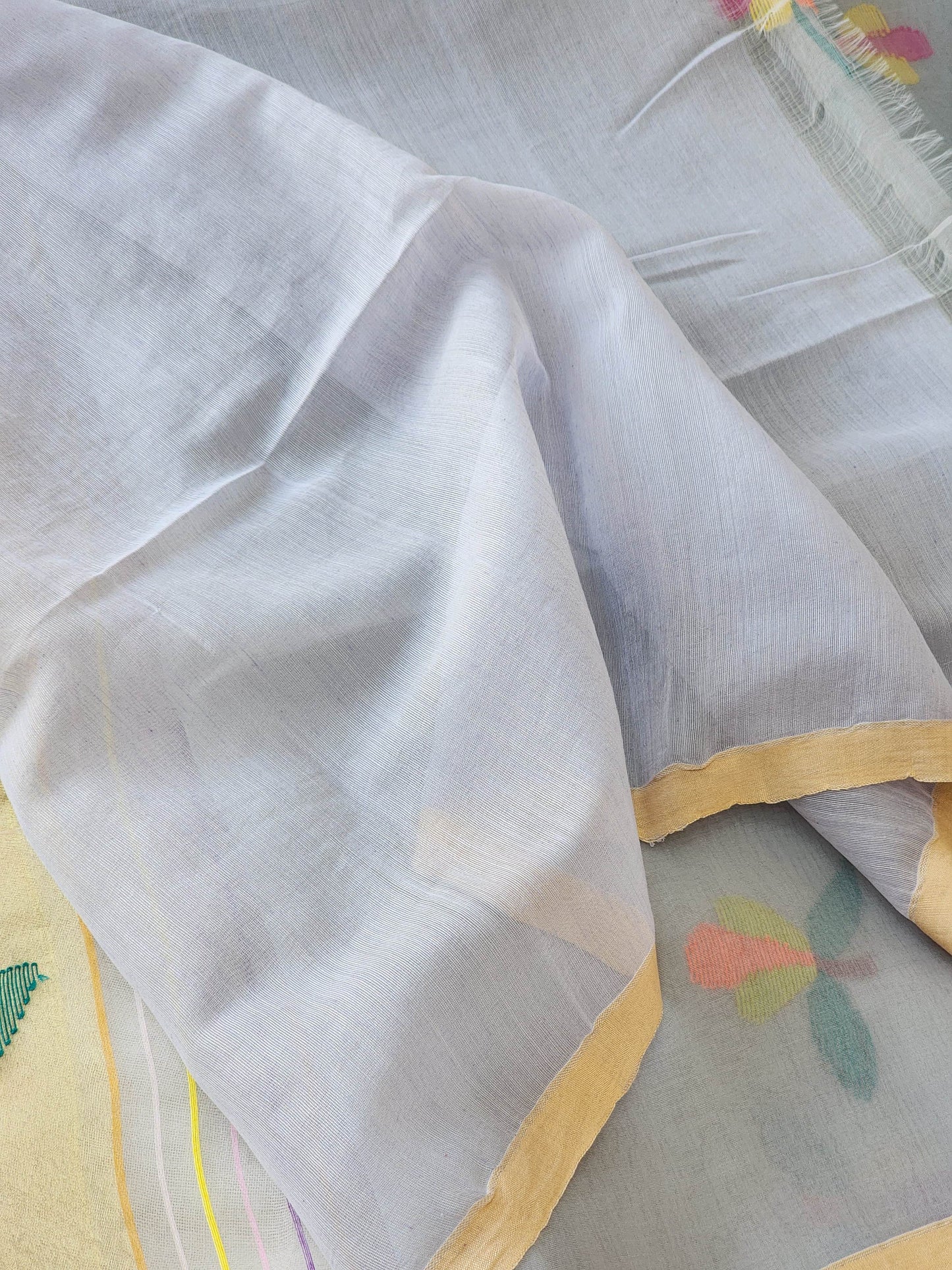 Grey Muslin Jamdani Saree