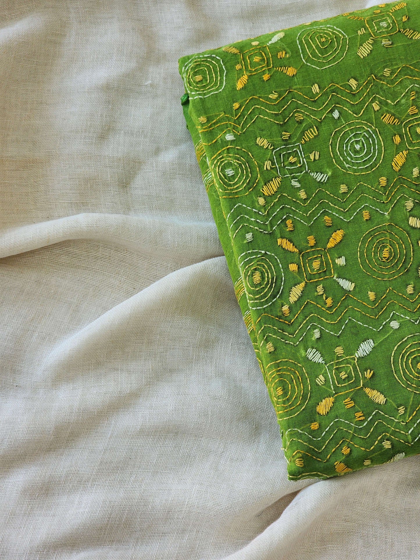 Green Kantha Cotton Saree