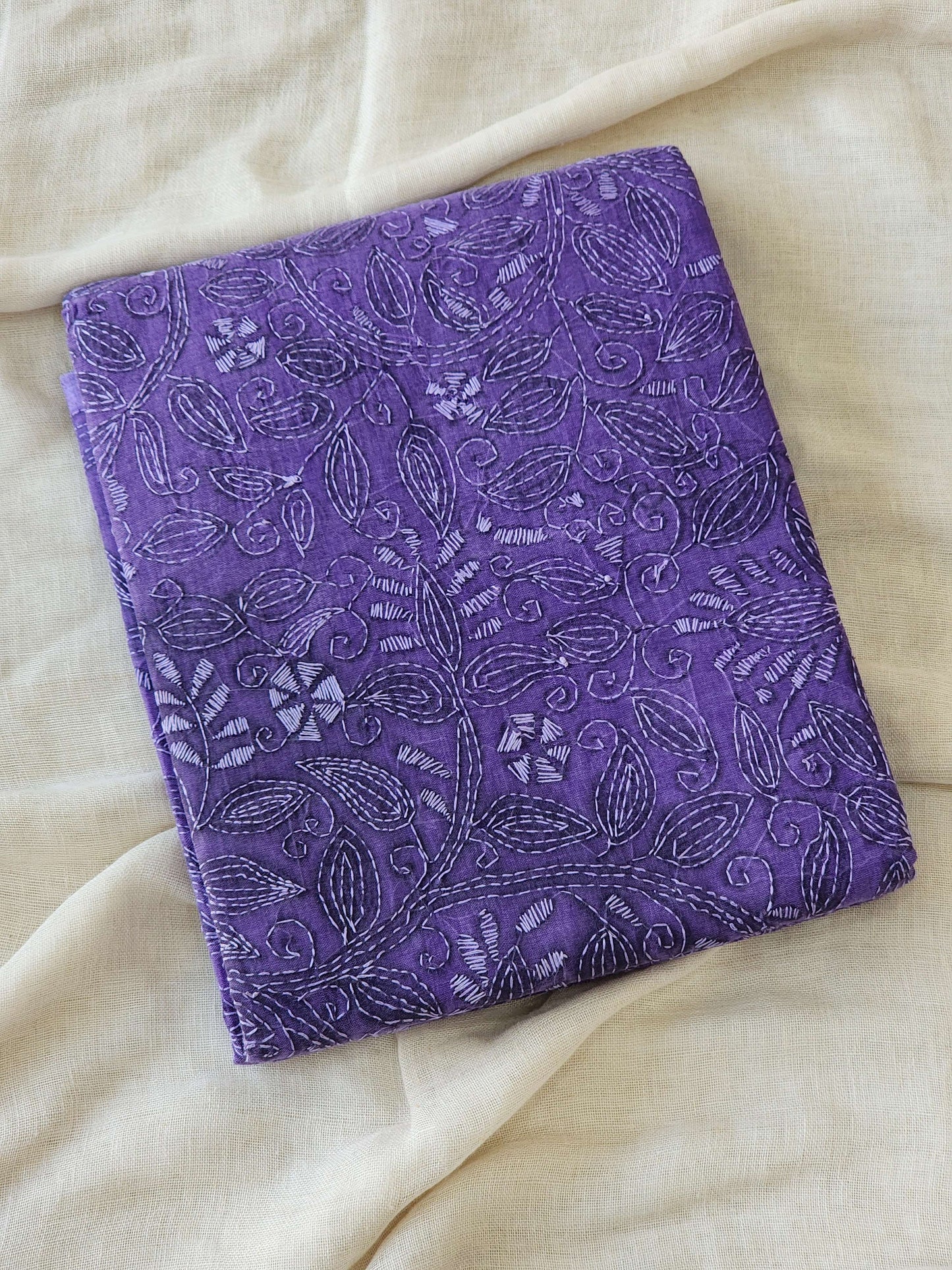 Purple Kantha Cotton Saree