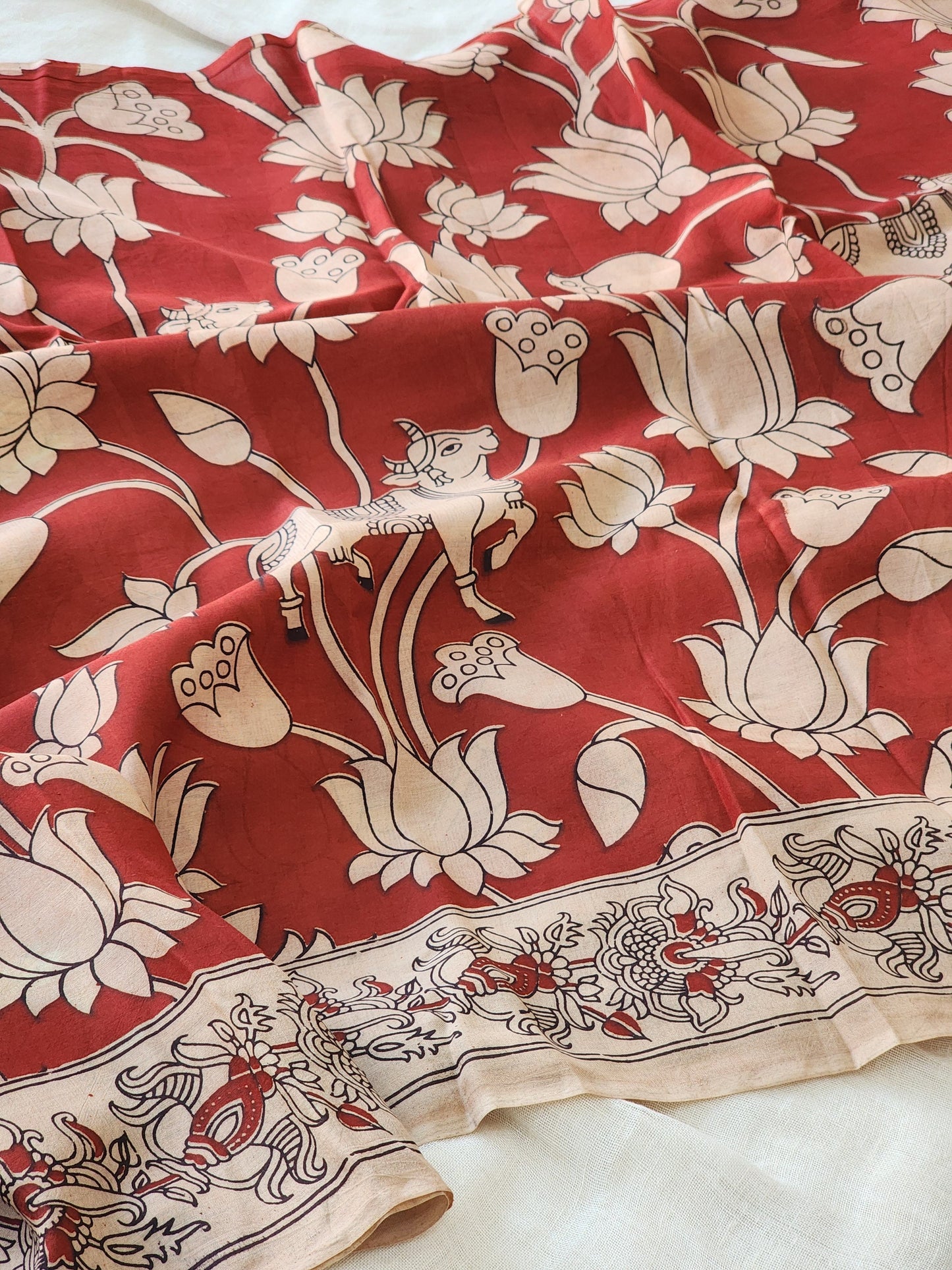 Red Kalamkari Silk Saree