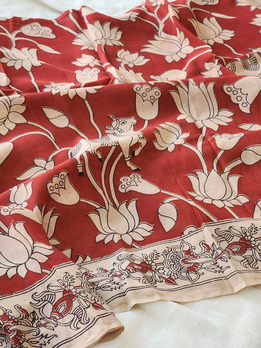 Red Kalamkari Silk Saree