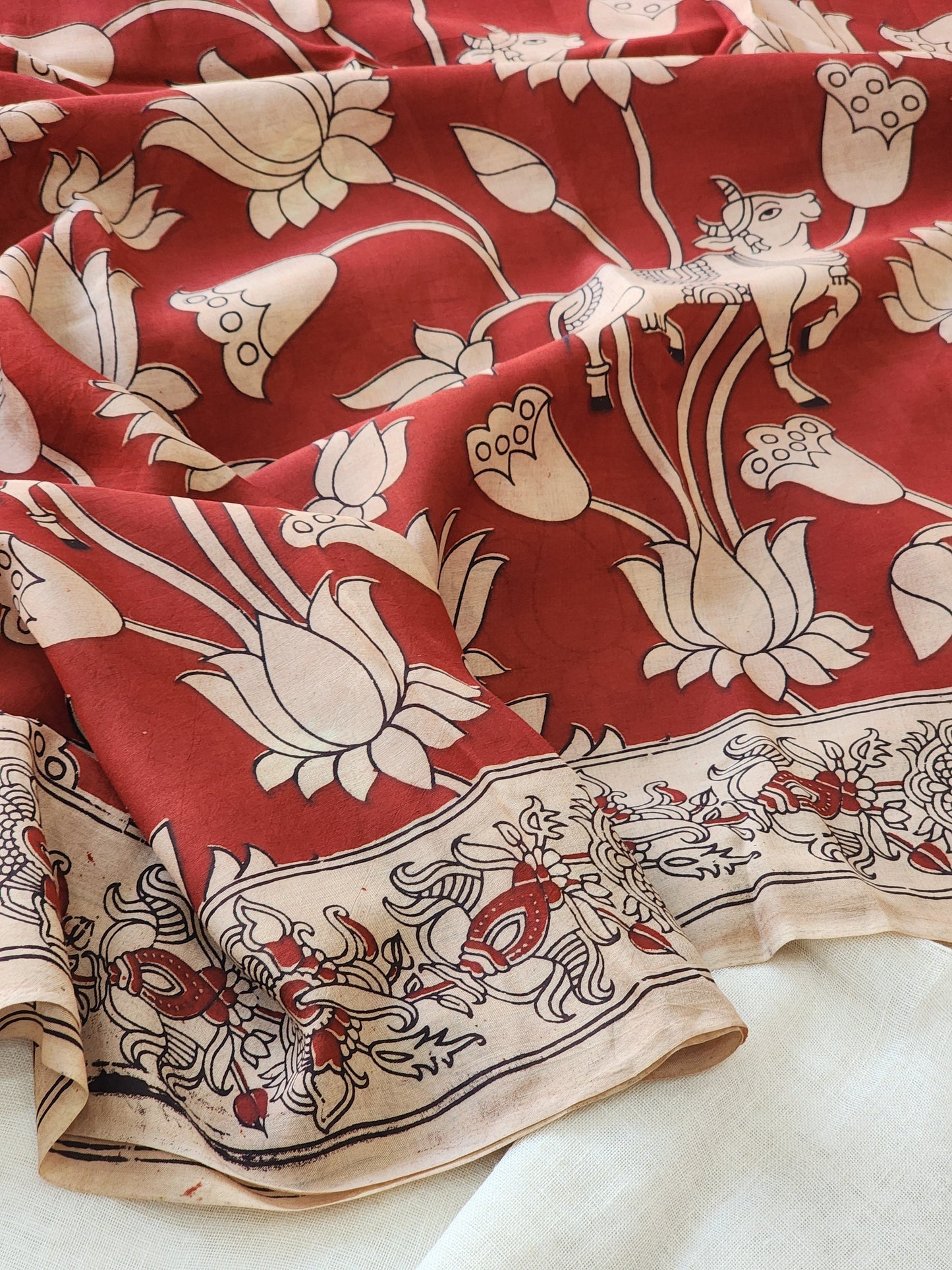 Red Kalamkari Silk Saree