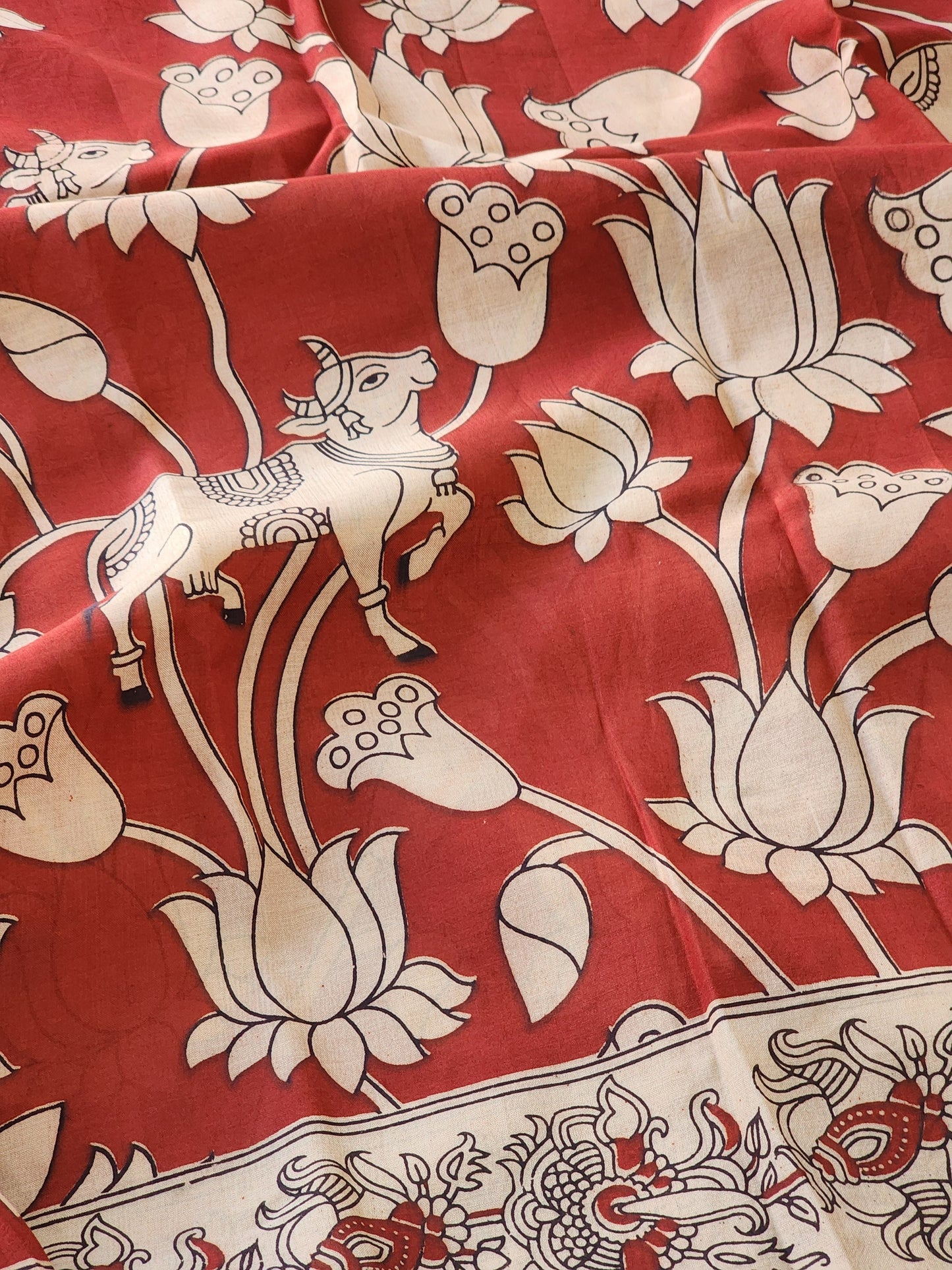 Red Kalamkari Silk Saree