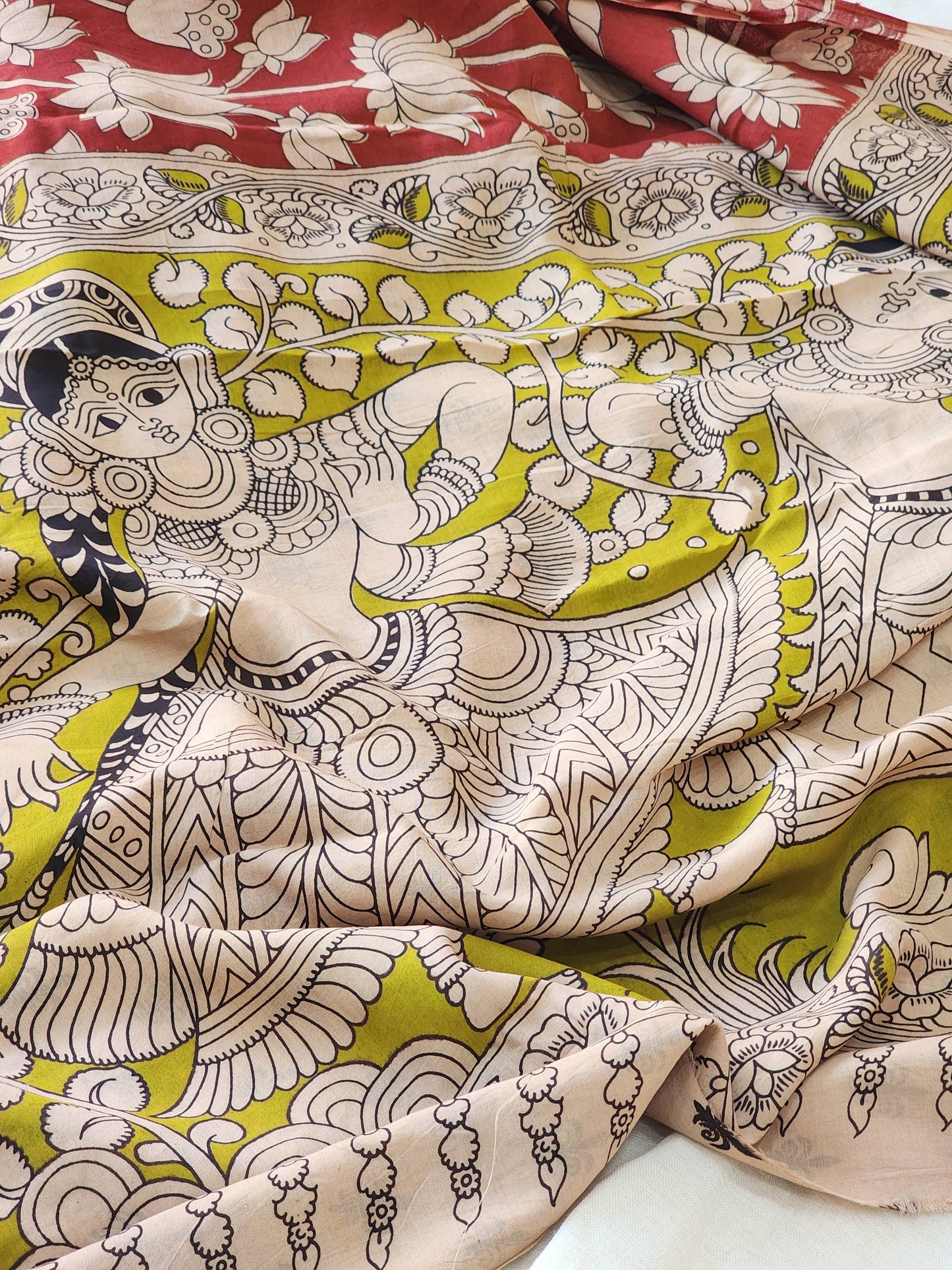 Red Kalamkari Silk Saree