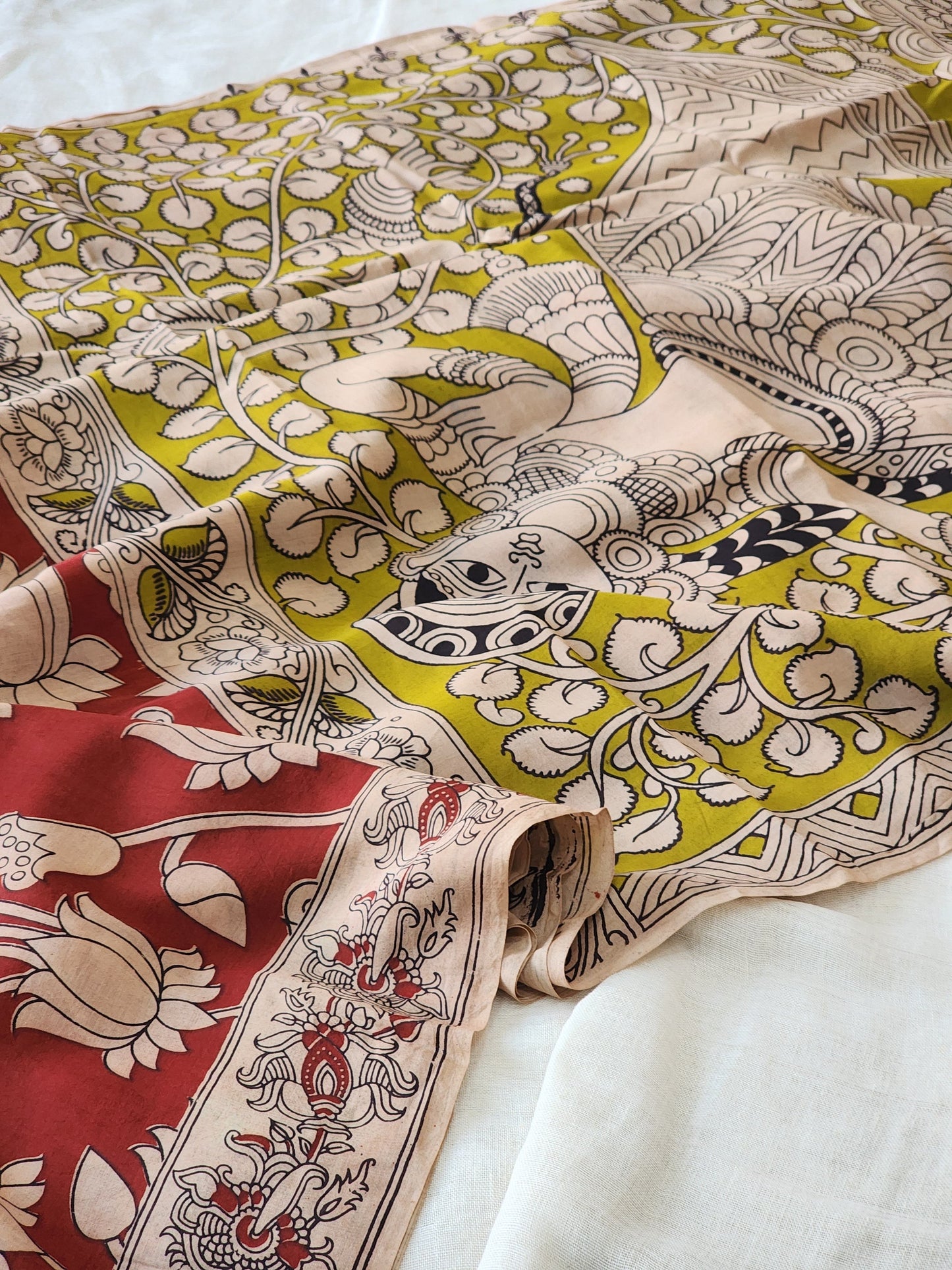 Red Kalamkari Silk Saree