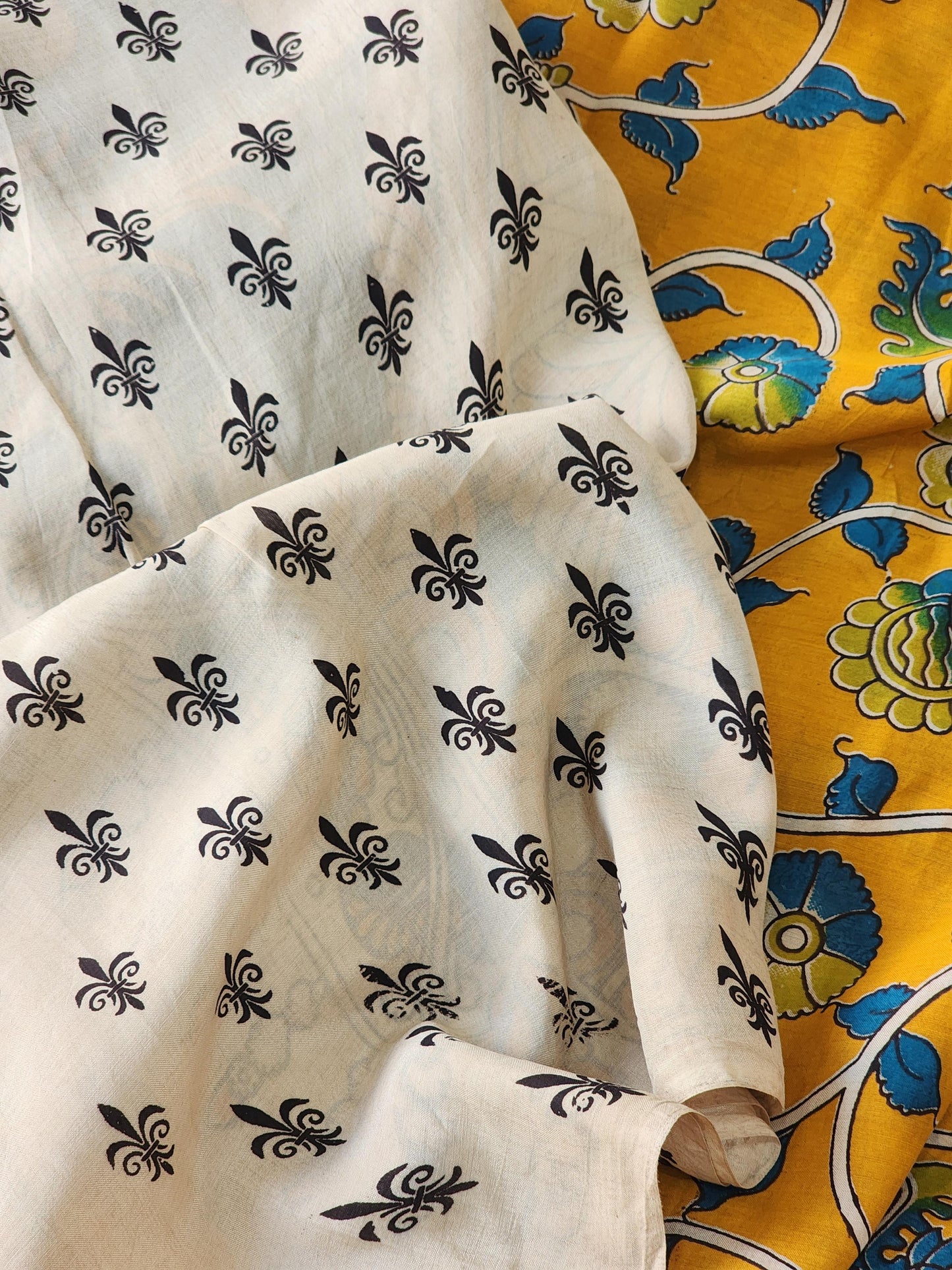 Mustard Kalamkari Silk Saree