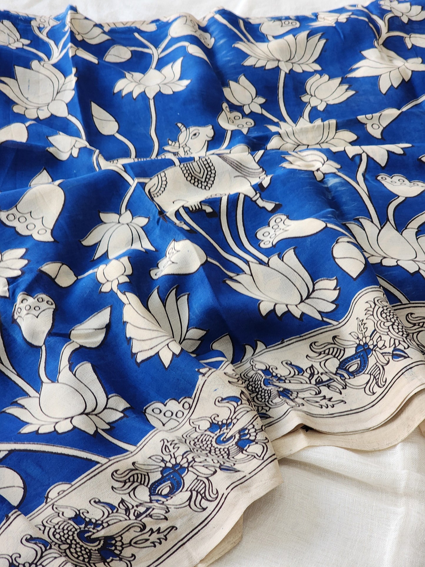 Blue Kalamkari Silk Saree