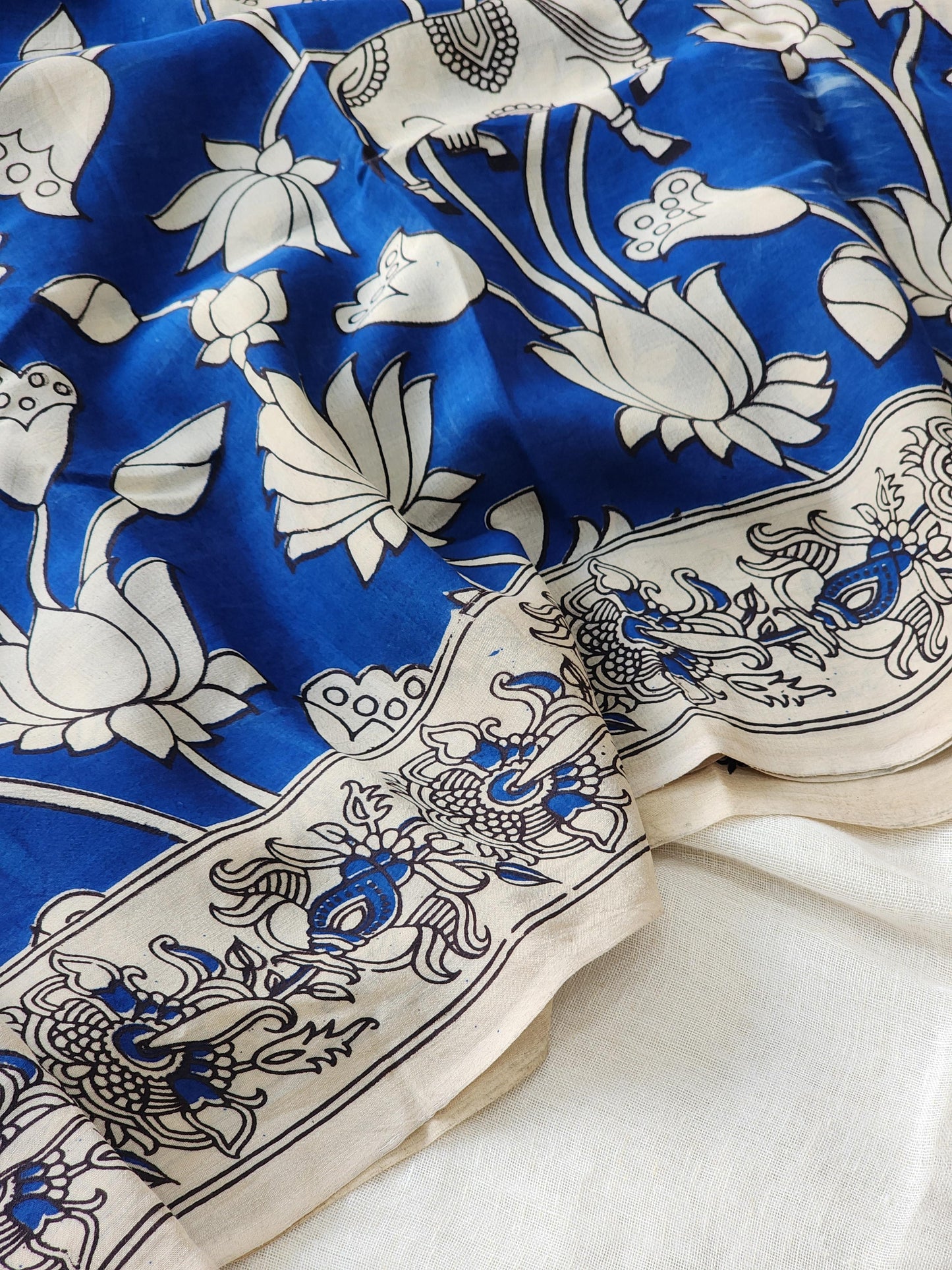 Blue Kalamkari Silk Saree
