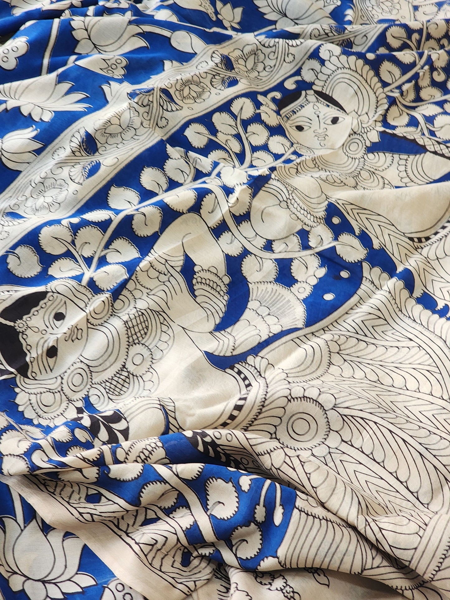 Blue Kalamkari Silk Saree