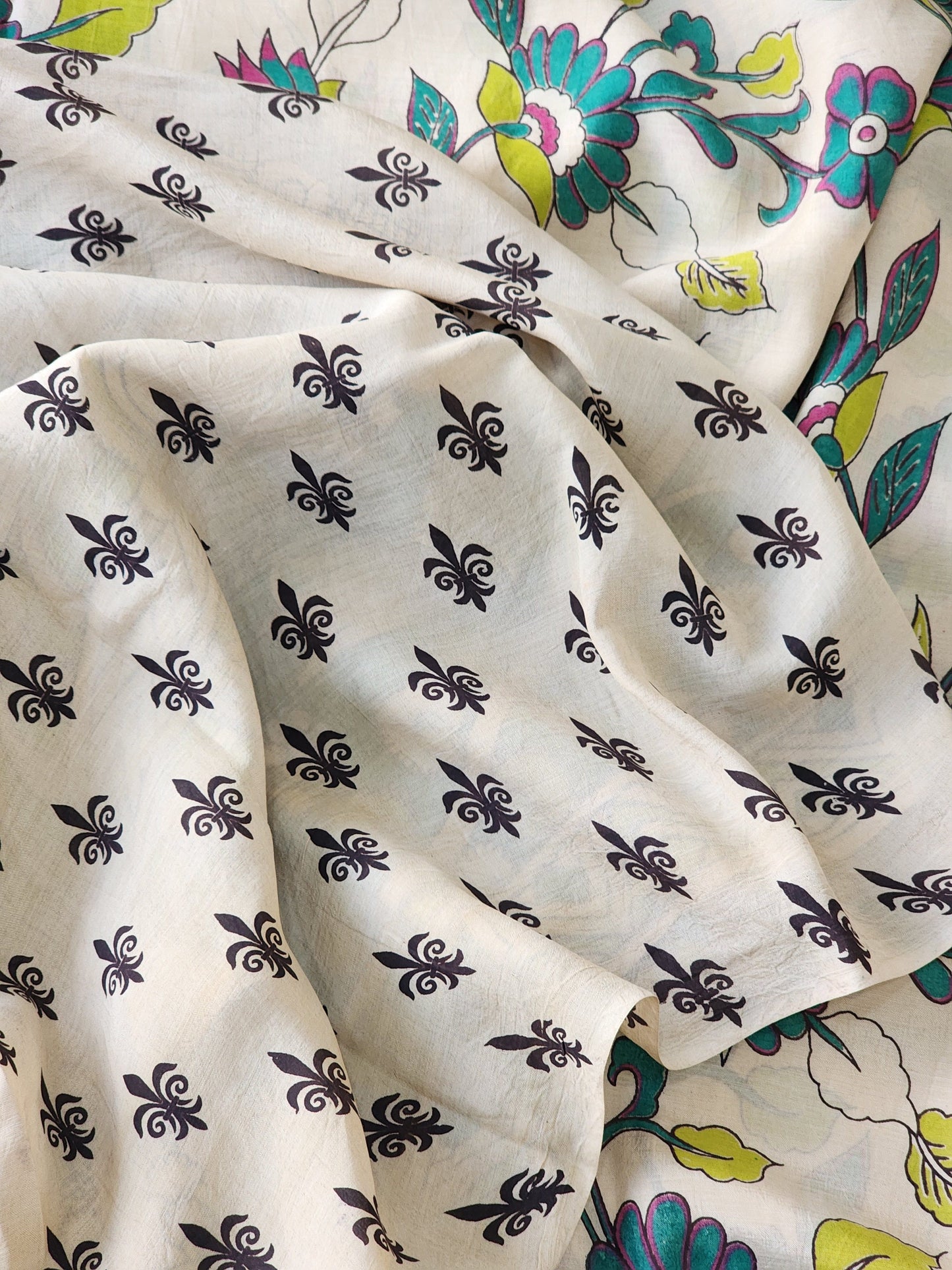 Cream Kalamkari Silk Saree