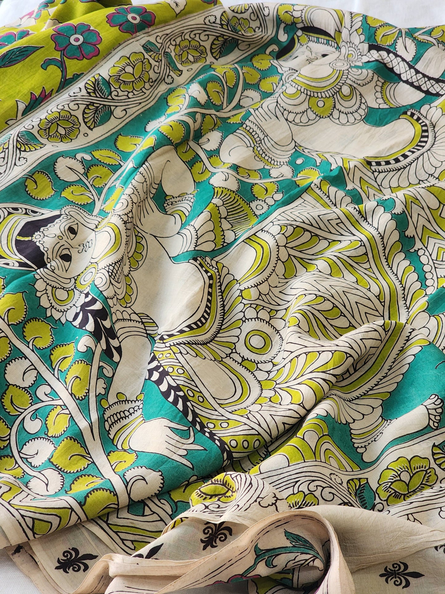 Green Kalamkari Silk Saree