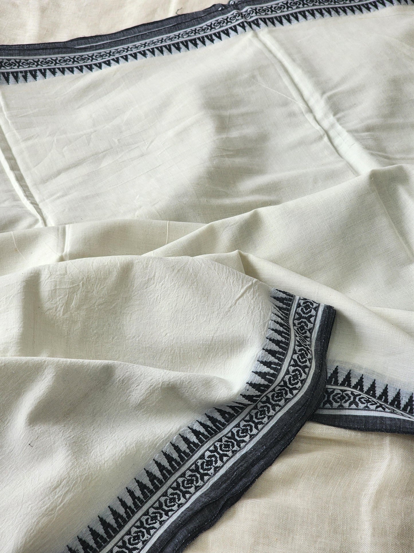 White Dhonekhali Cotton Saree