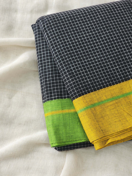 Black patteda anchu cotton saree