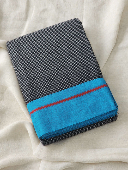 Black patteda anchu cotton saree