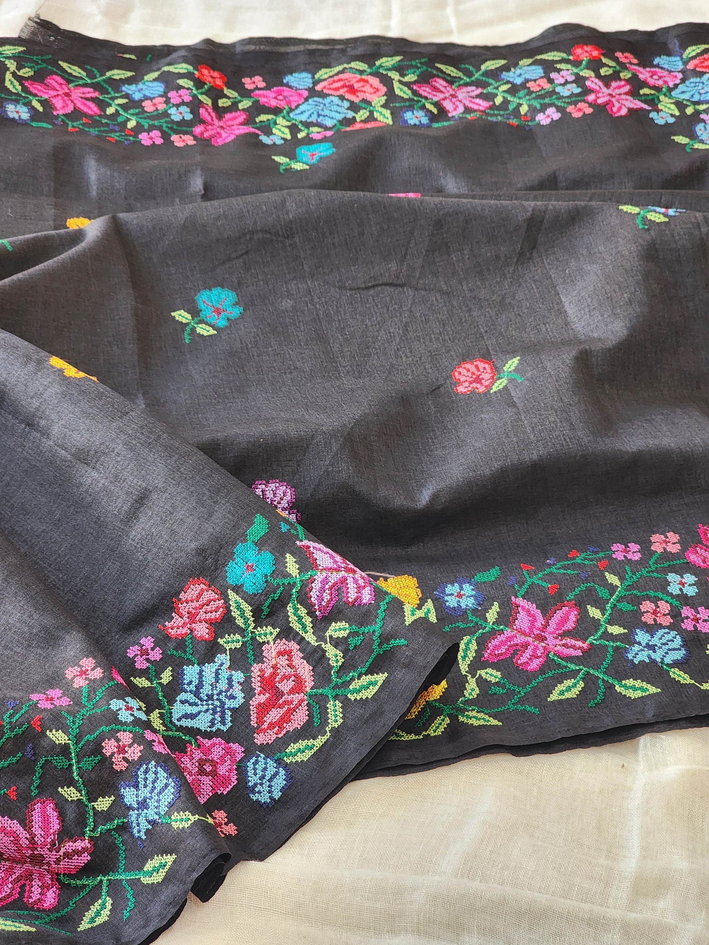 Black Chanderi Saree