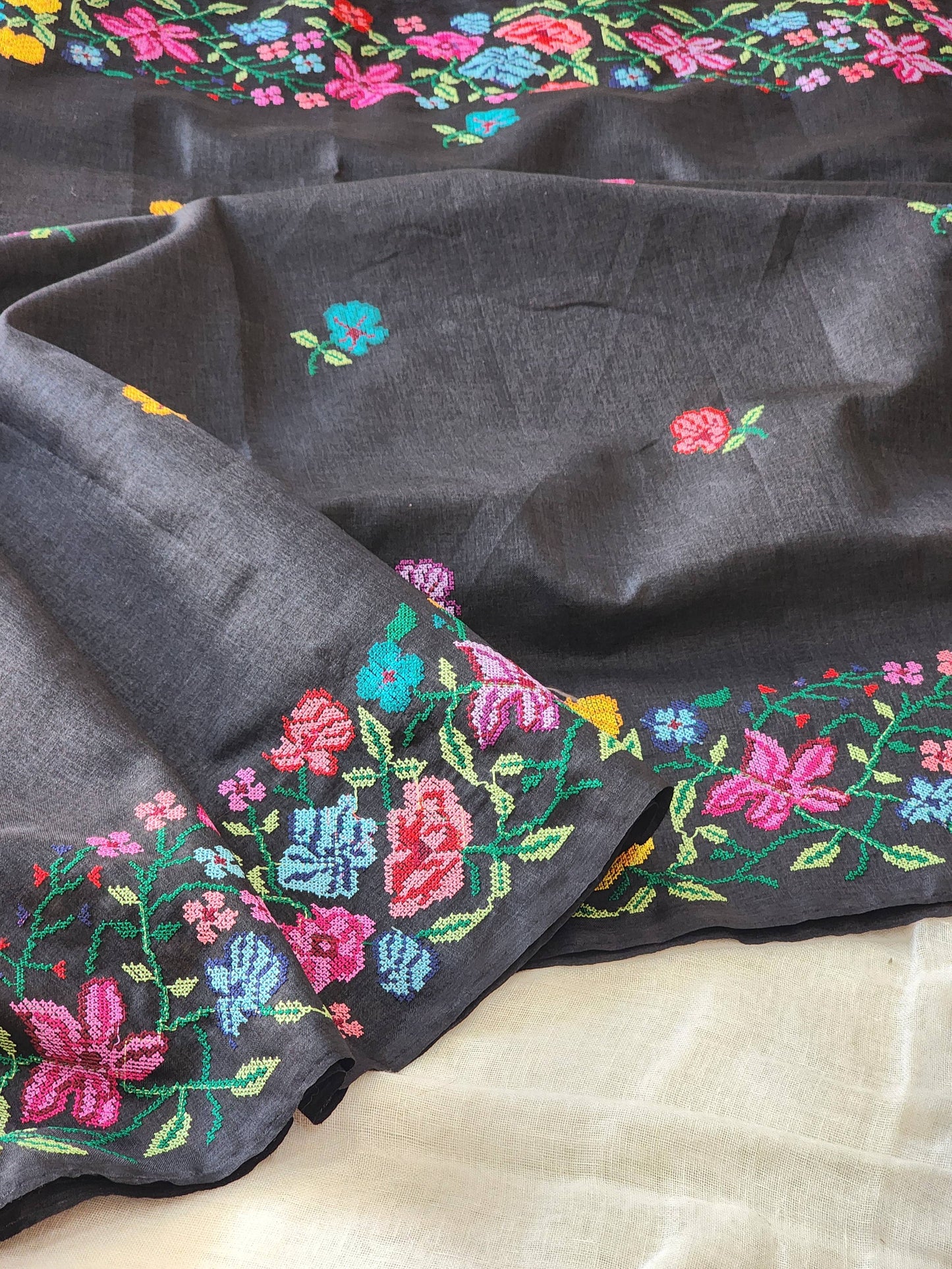 Black Chanderi Saree