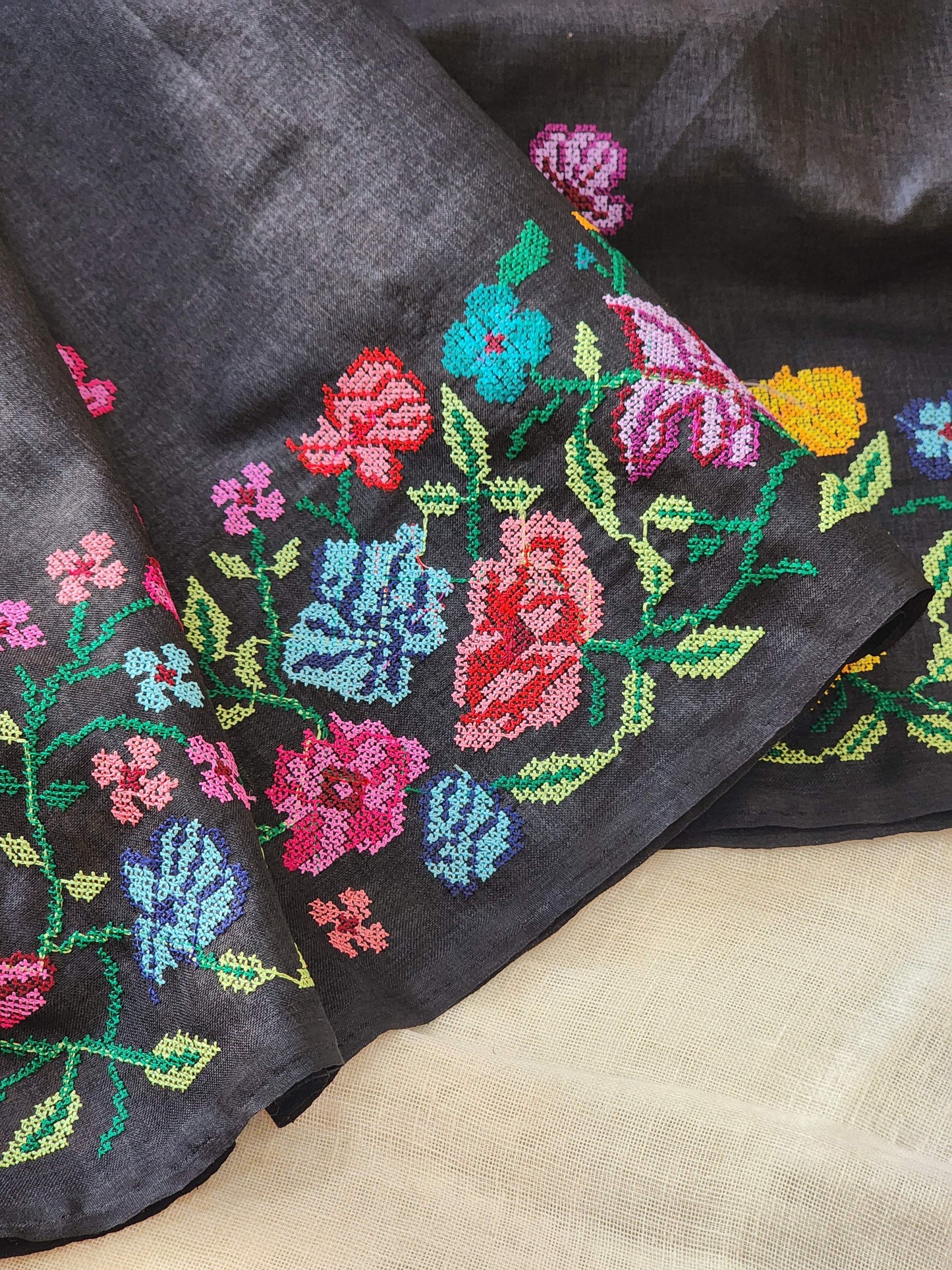 Black Chanderi Saree