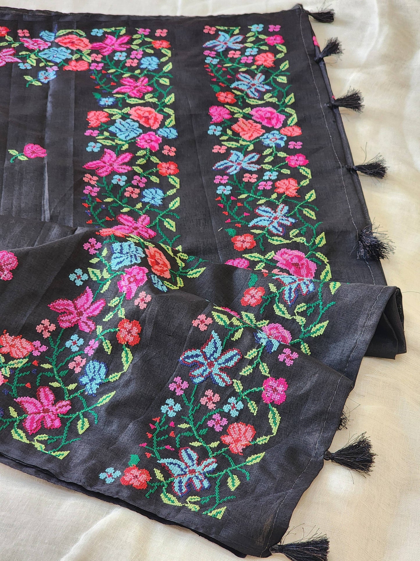 Black Chanderi Saree