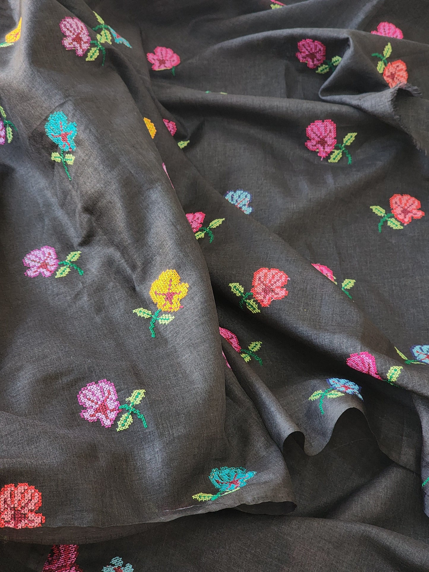 Black Chanderi Saree