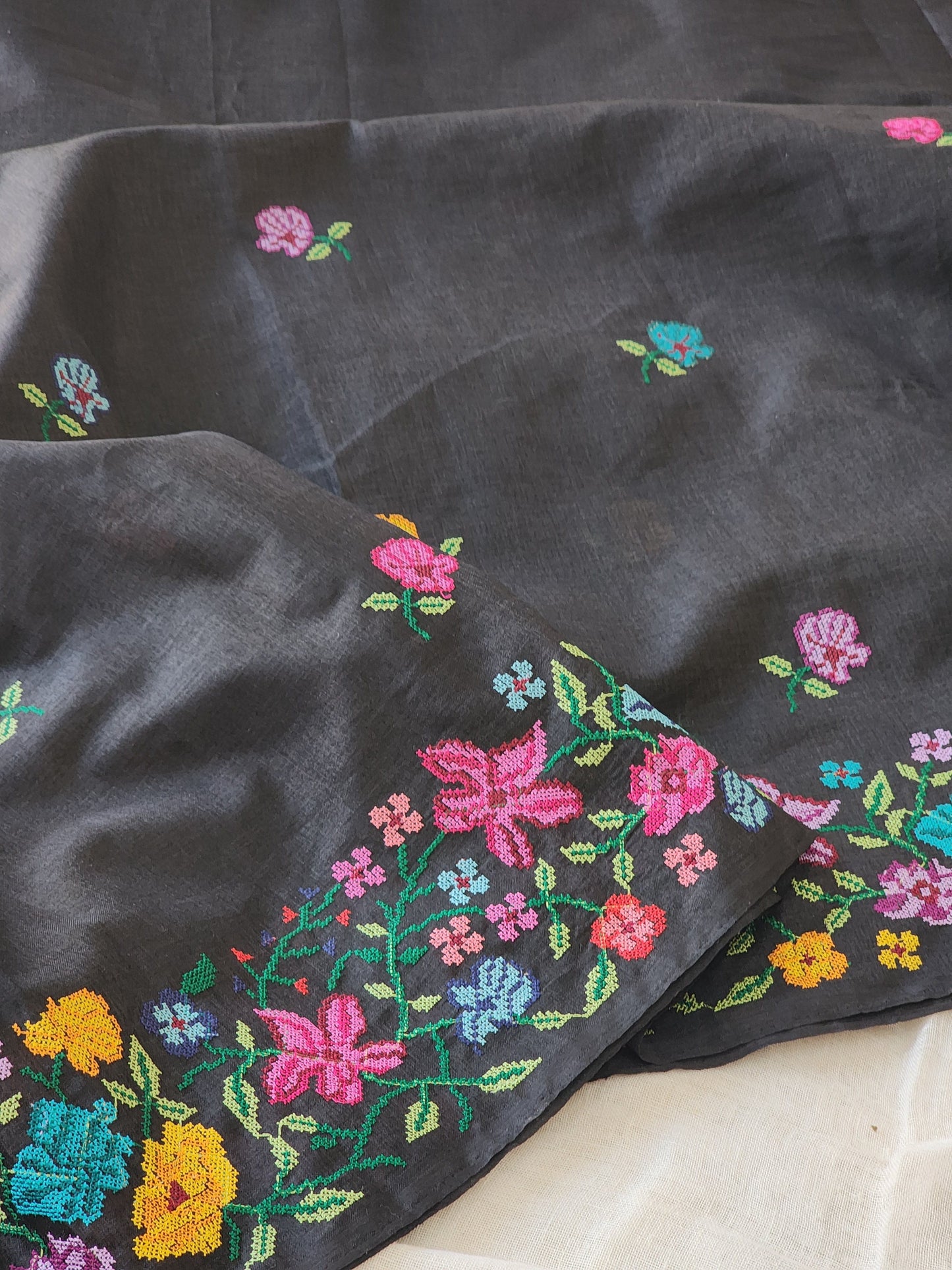 Black Chanderi Saree
