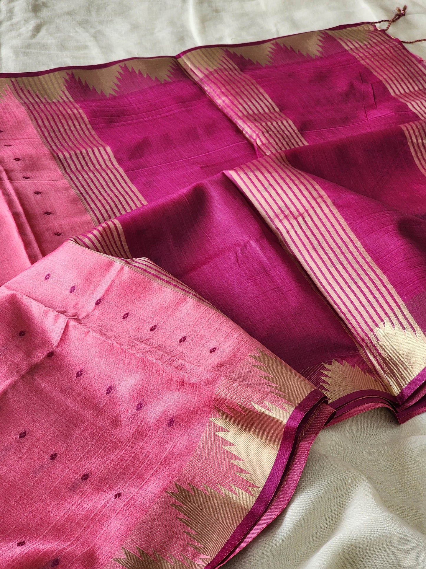 Pink Mul Chanderi Saree
