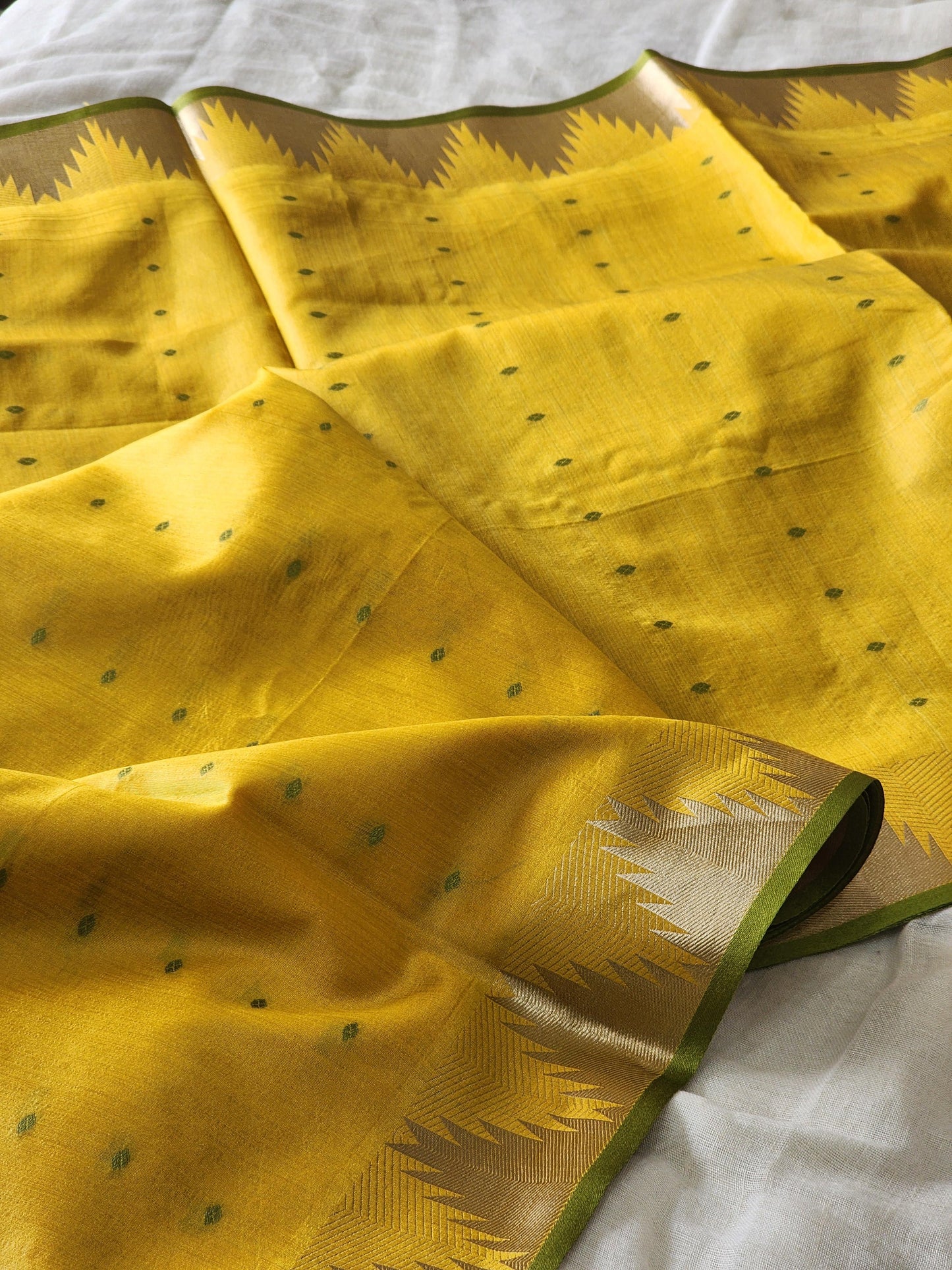 Mustard Mul Chanderi Saree