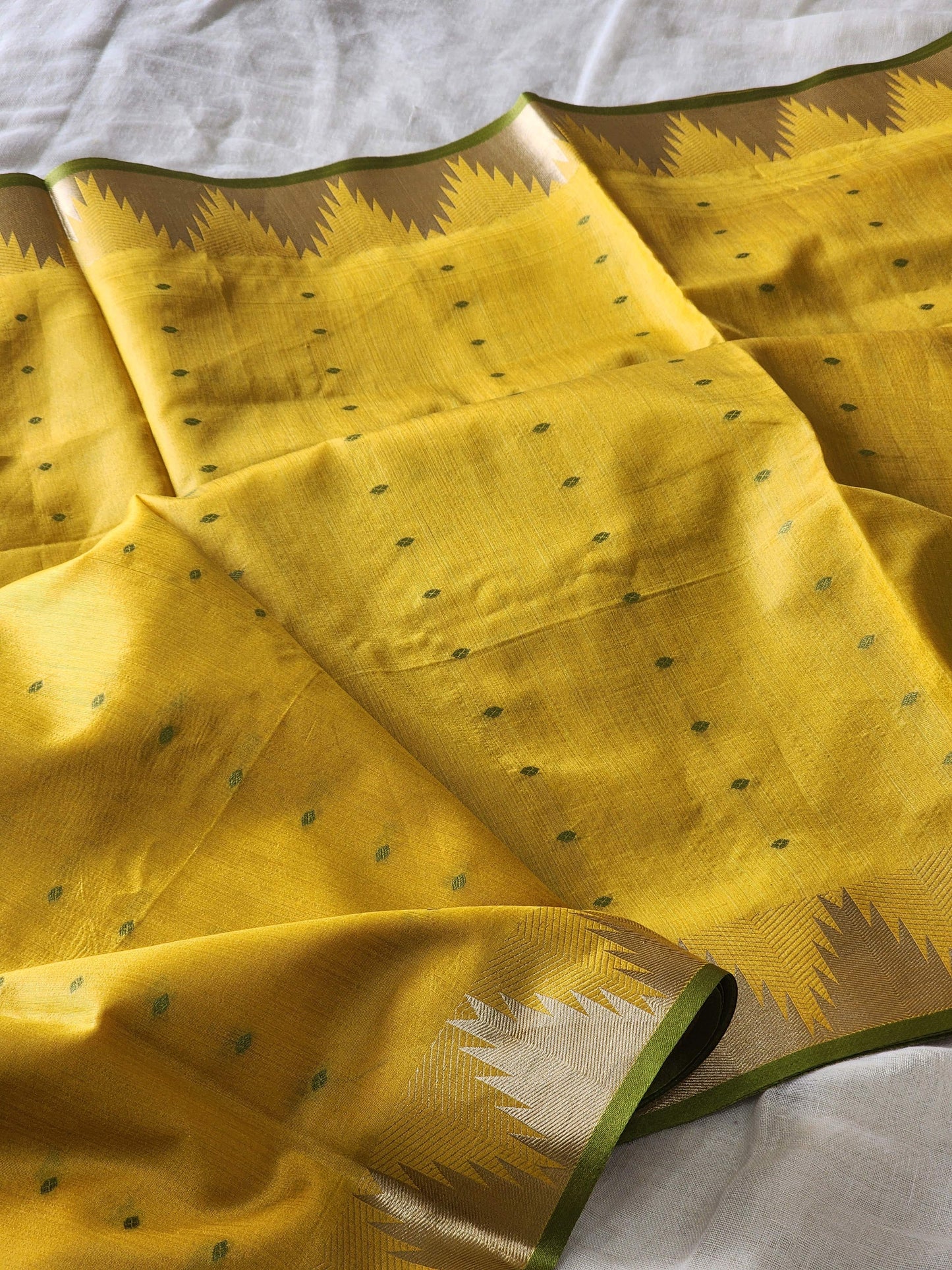 Mustard Mul Chanderi Saree