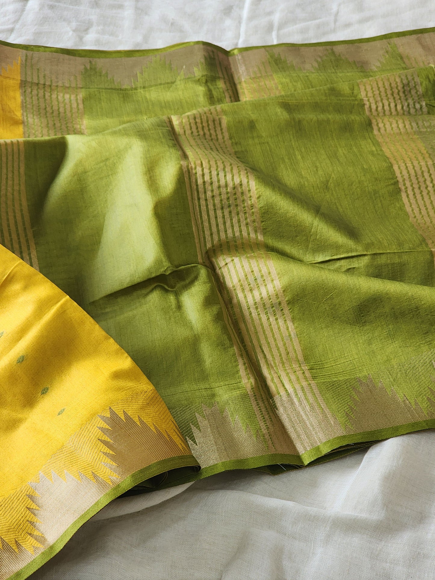 Mustard Mul Chanderi Saree