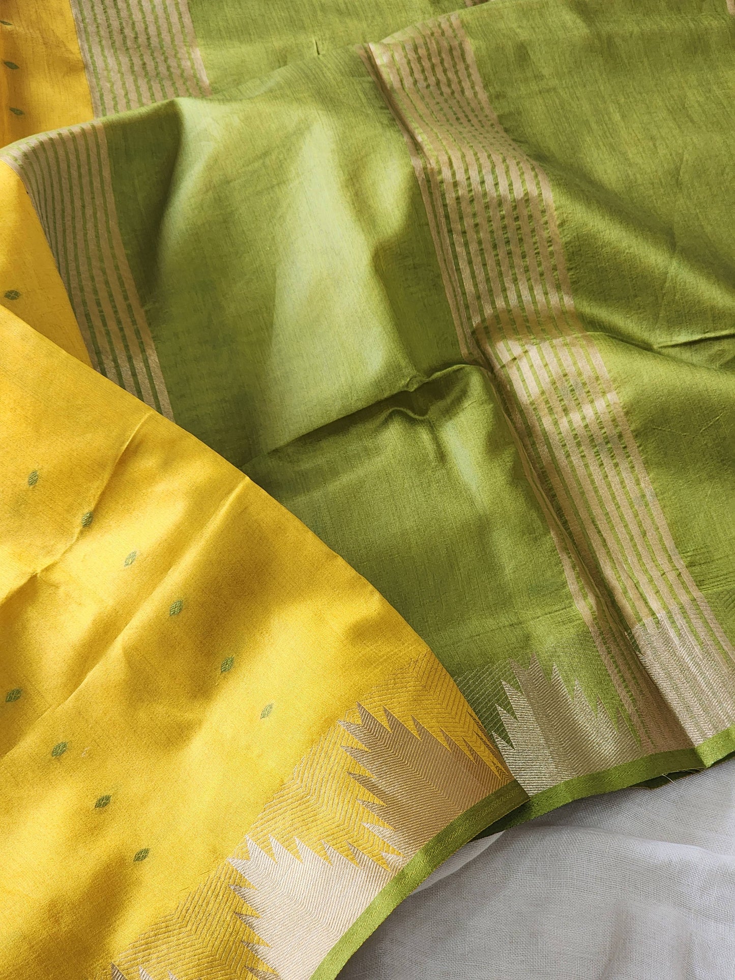Mustard Mul Chanderi Saree