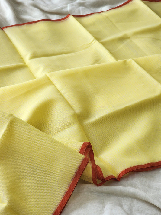 Pastel Yellow kota silk saree