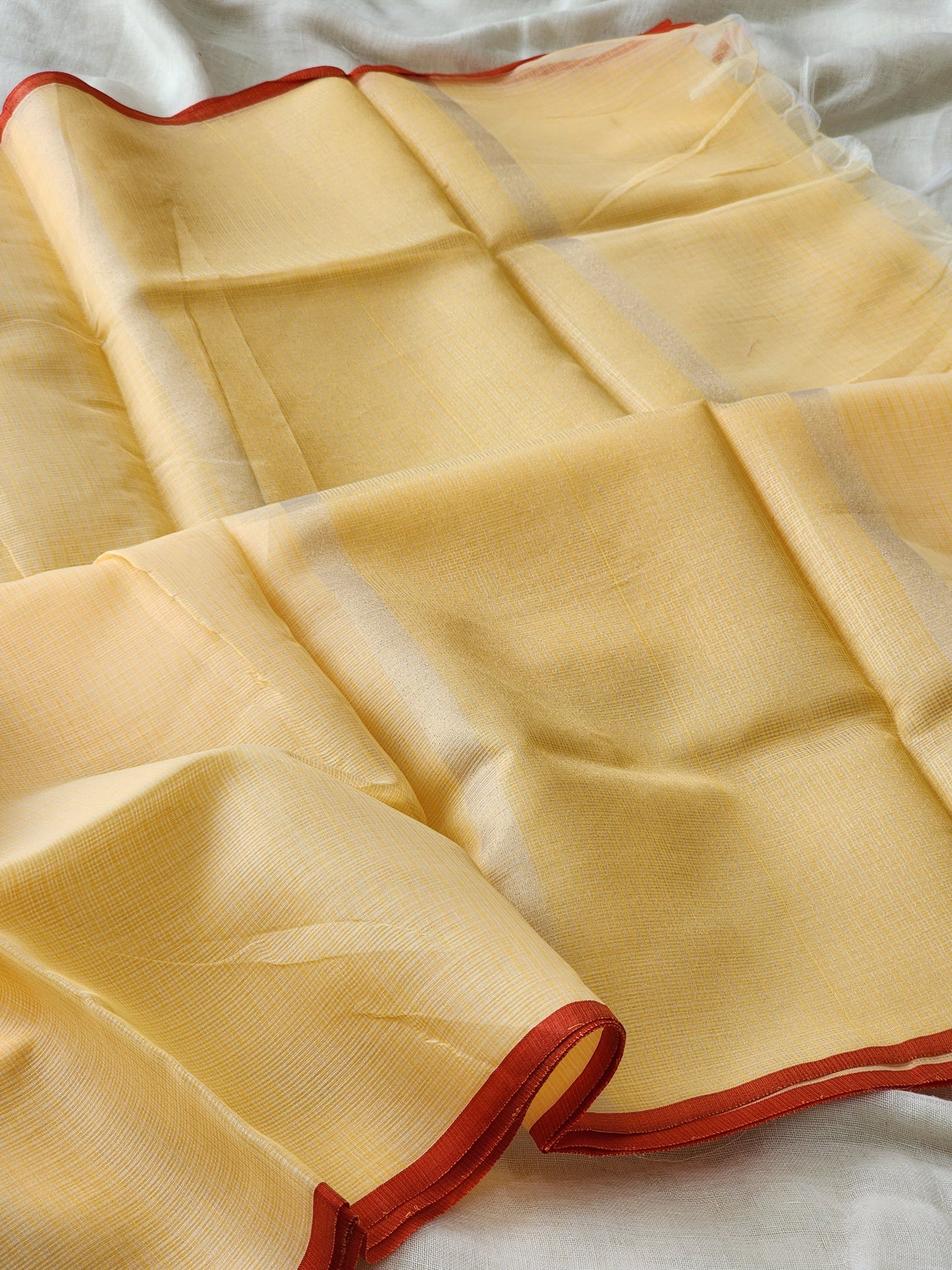 Peach Orange kota silk saree