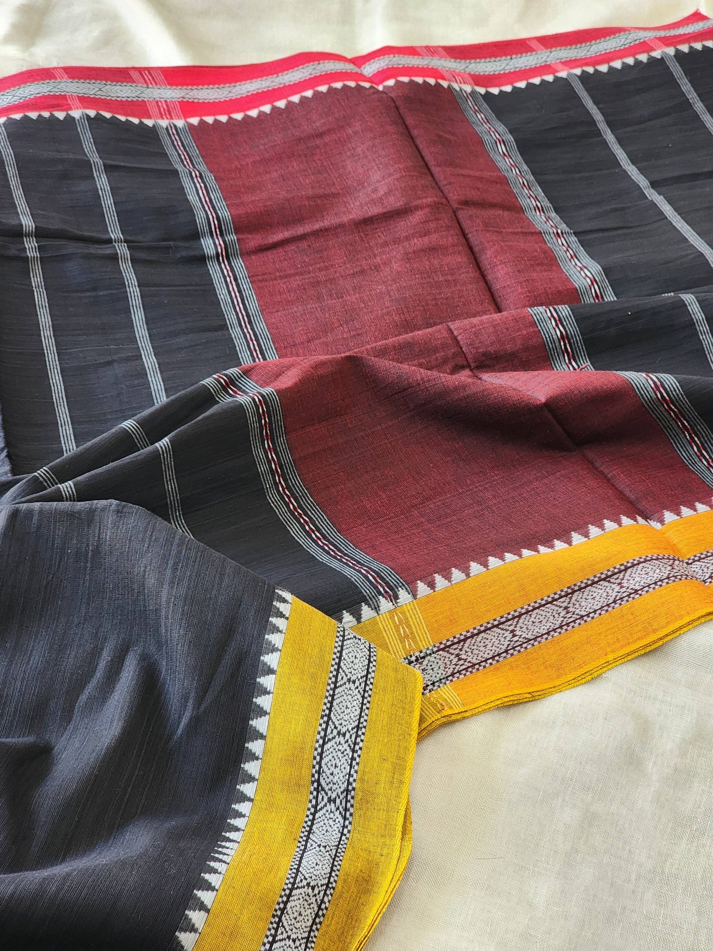 Black Dhonekhali Cotton Saree