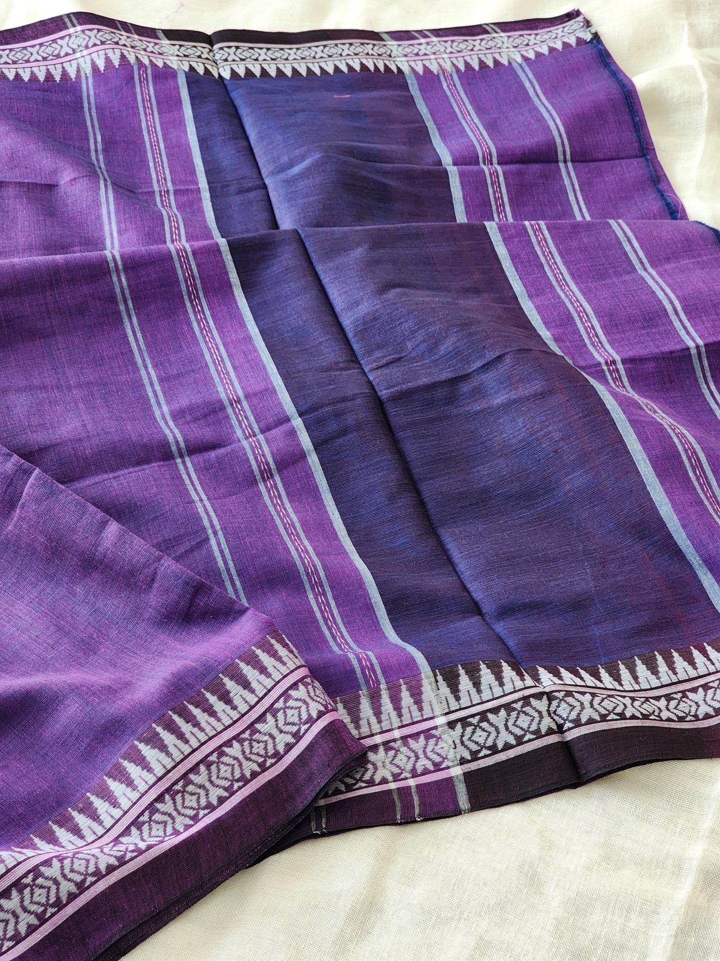 Purple Dhonekhali Cotton Saree