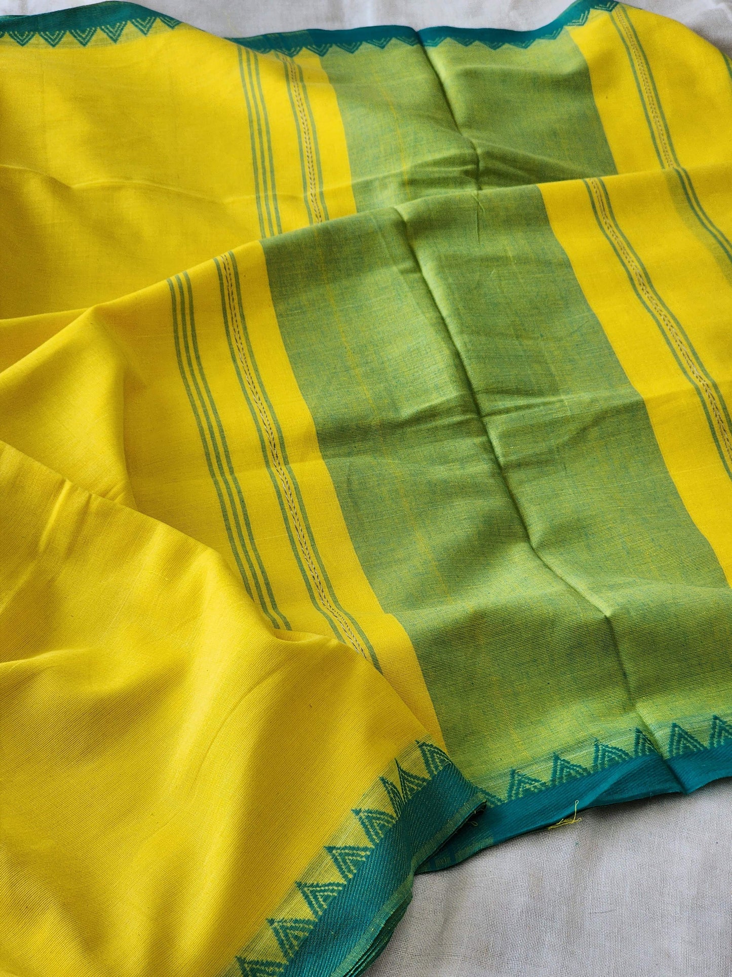 Yellow Dhonekhali Cotton Saree