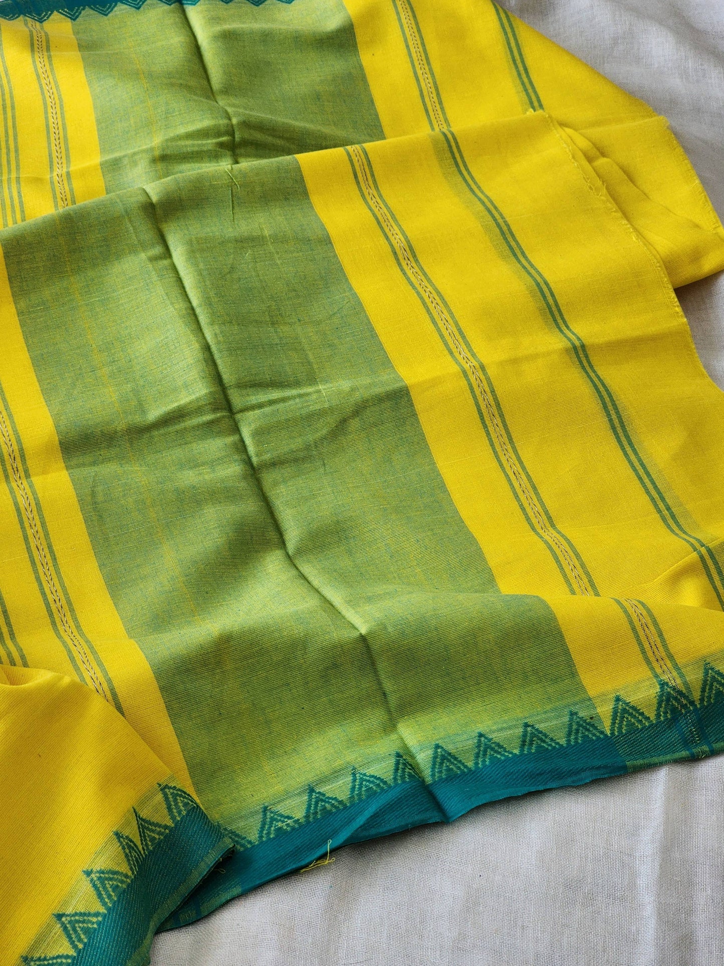 Yellow Dhonekhali Cotton Saree