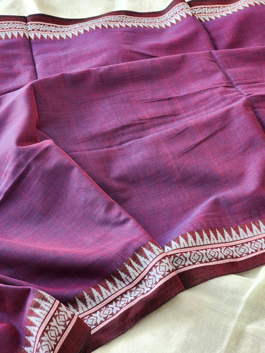 Purple Dhonekhali Cotton Saree