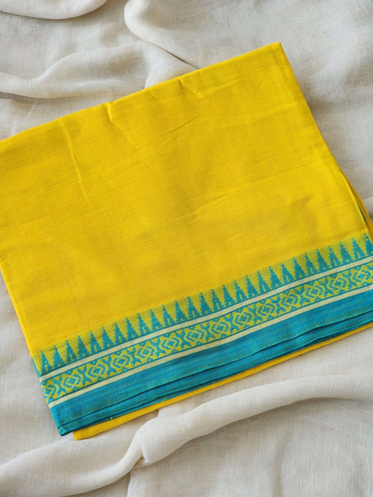 Yellow Dhonekhali Cotton Saree
